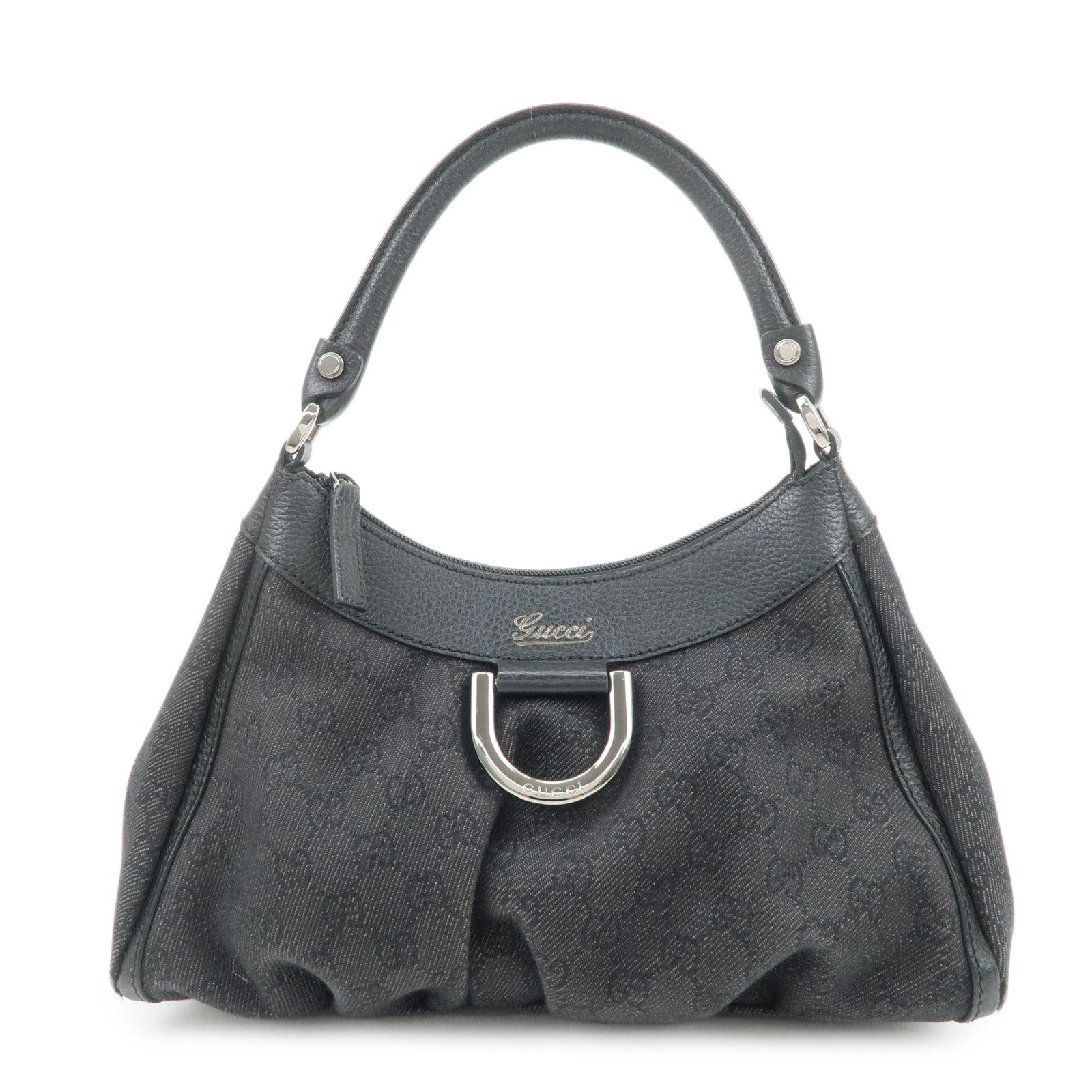 GUCCI Abbey GG Canvas Leather Shoulder Bag Hand Bag Black 265692