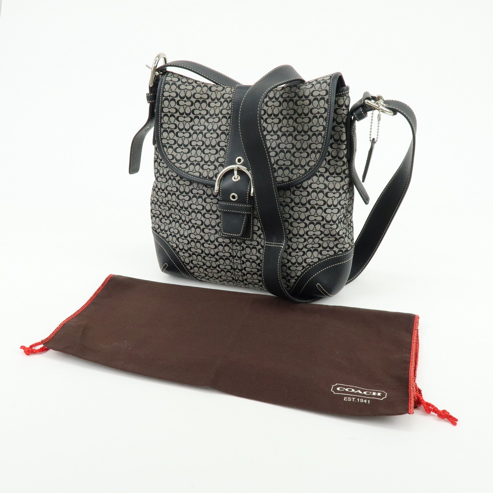 COACH Signature Canvas Leather Shoulder Bag Crossbody Bag Black