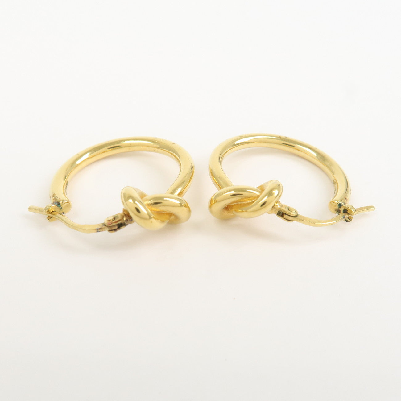 CELINE Logo Knot Small Hoop Earrings Metal Gold