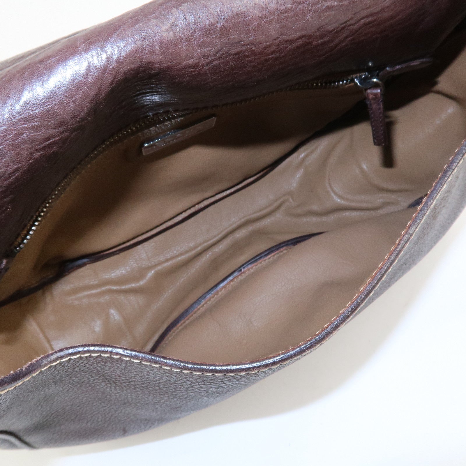 PRADA Logo Leather Shoulder Bag Crossbody Bag Brown