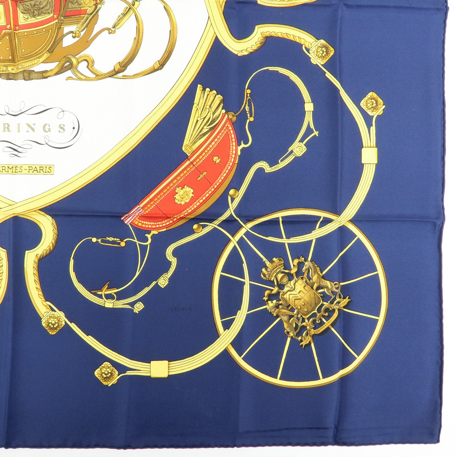 HERMES Carre 90 Silk 100% Scarf SPRINGS Navy Red Yellow White
