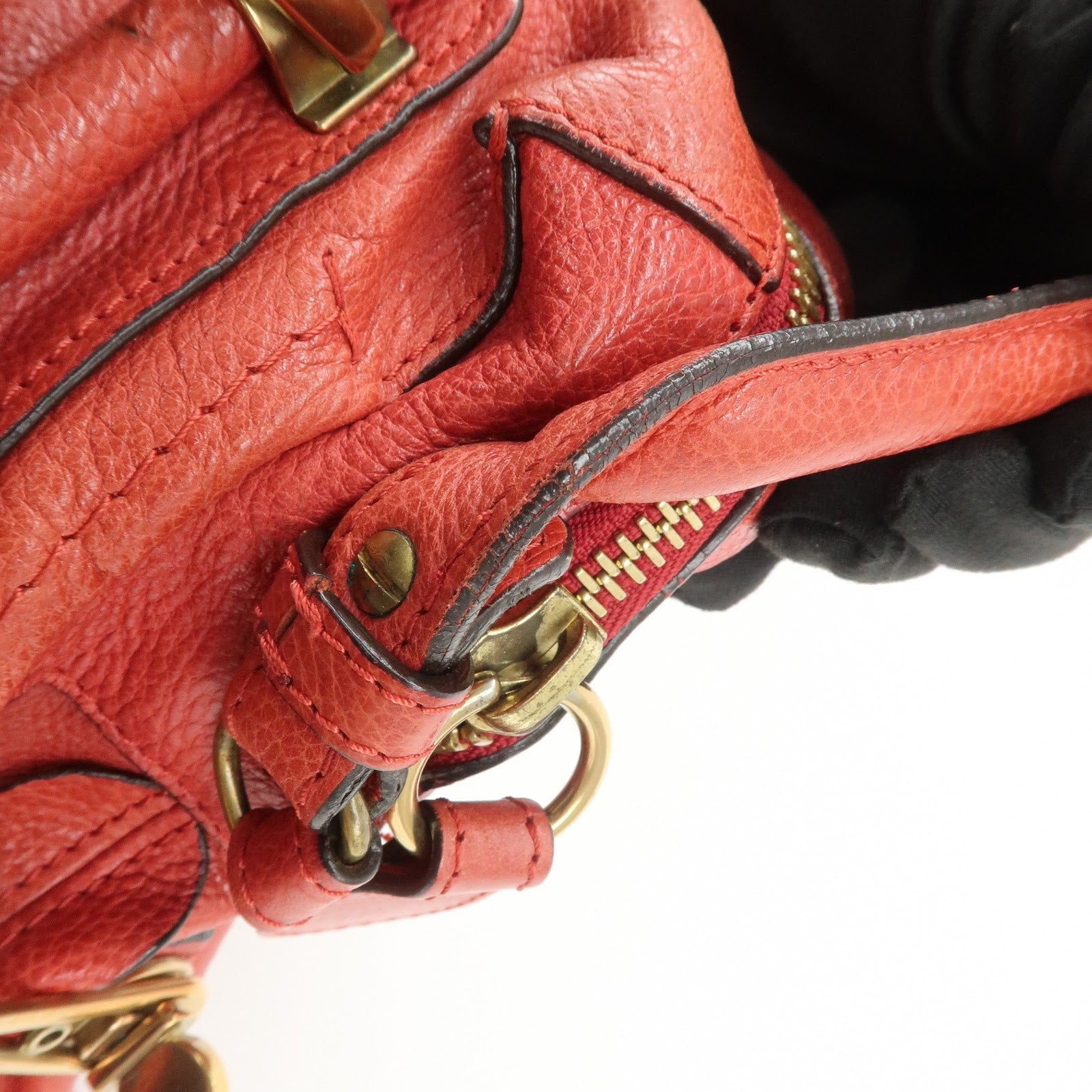 Chloe Paraty Leather 2Way Bag Shoulder Bag Hand Bag Red