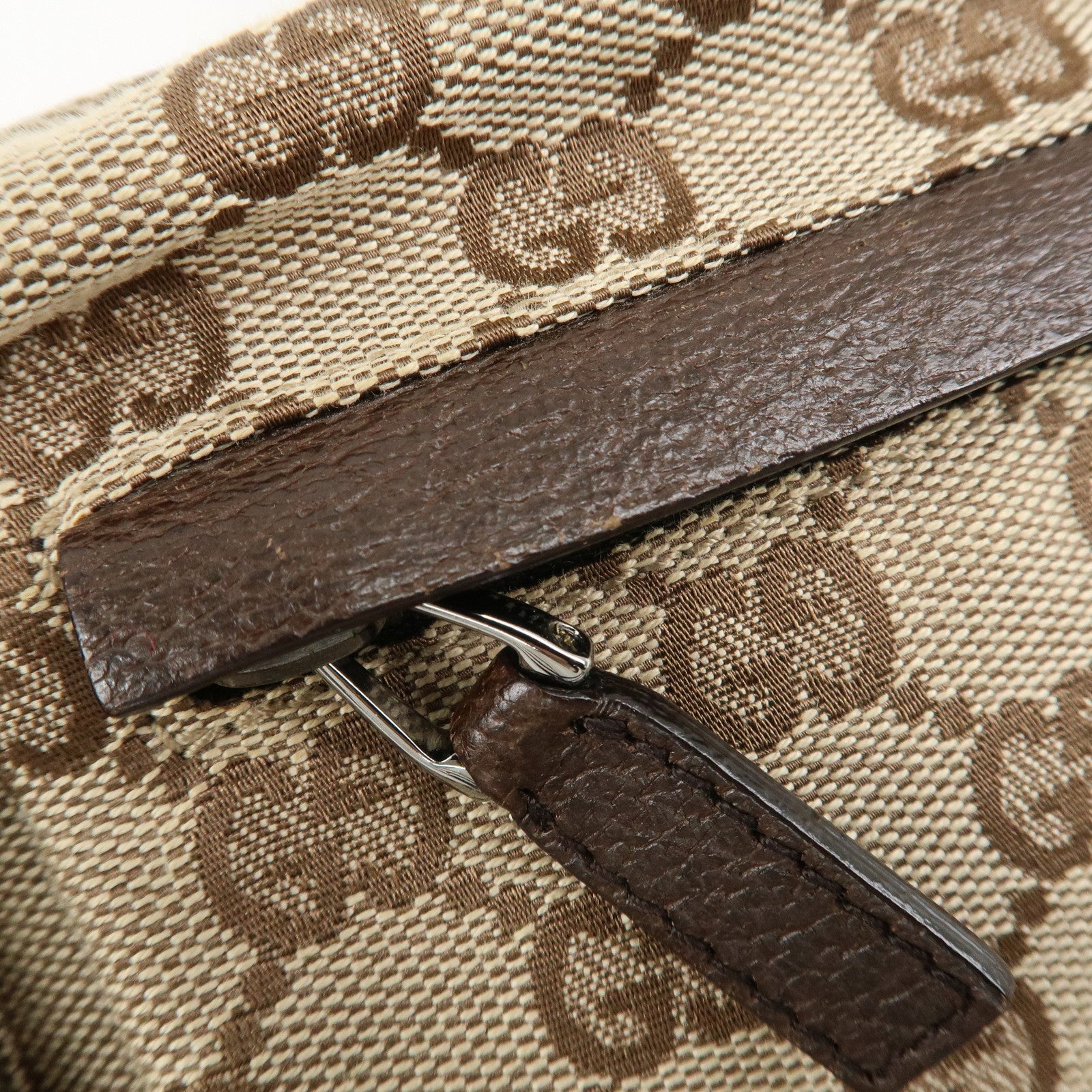 GUCCI GG Canvas Leather Waist Bag Crossbody Bag Beige Brown 28566 Used