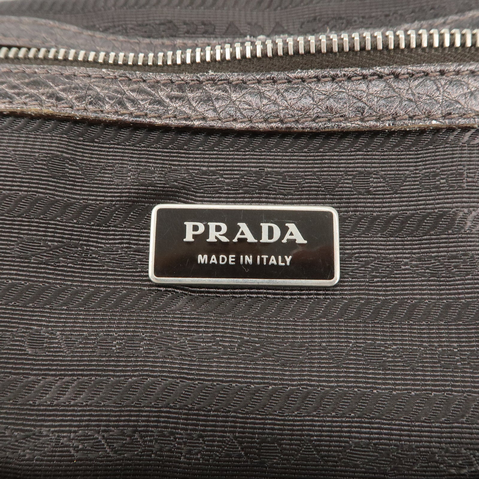 PRADA Logo Leather Shoulder Bag Hand Bag Bronze Used