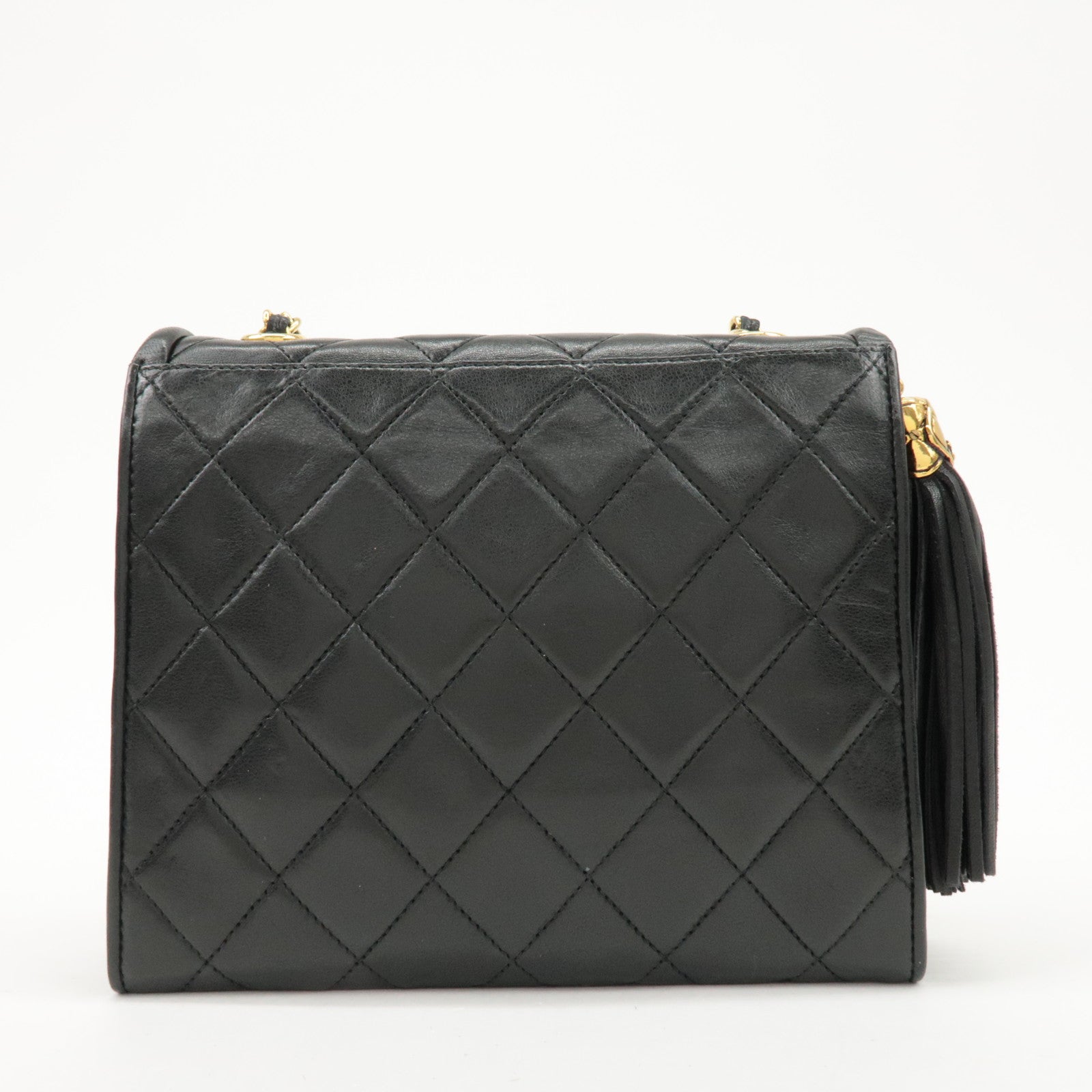 CHANEL COCO Mark Matelasse Lamb skin Chain Shoulder Bag Black Used