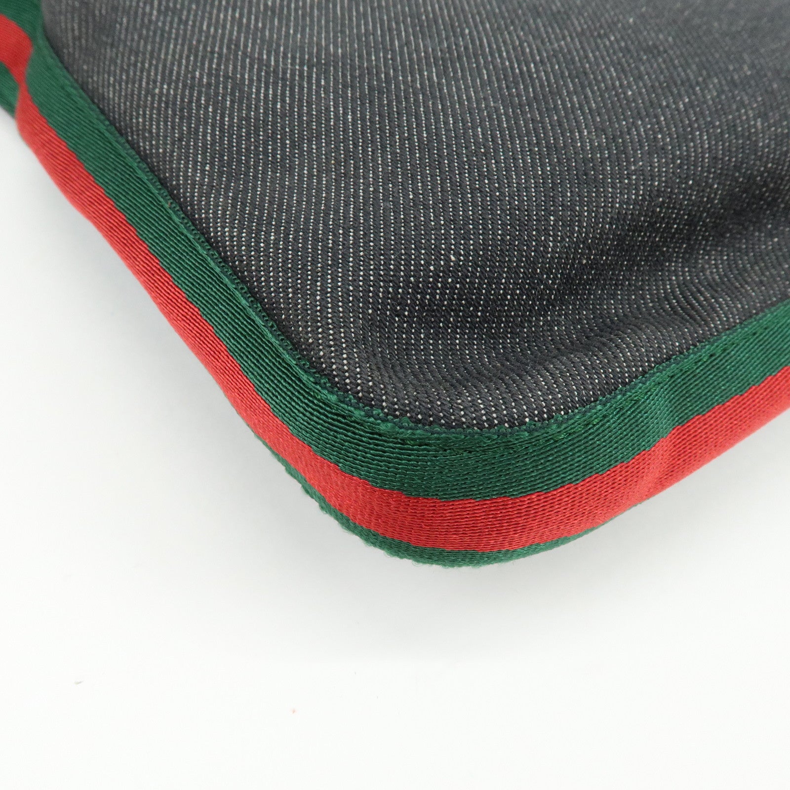 GUCCI Sherry Denim Leather Shoulder Bag Hand Bag Navy 01233