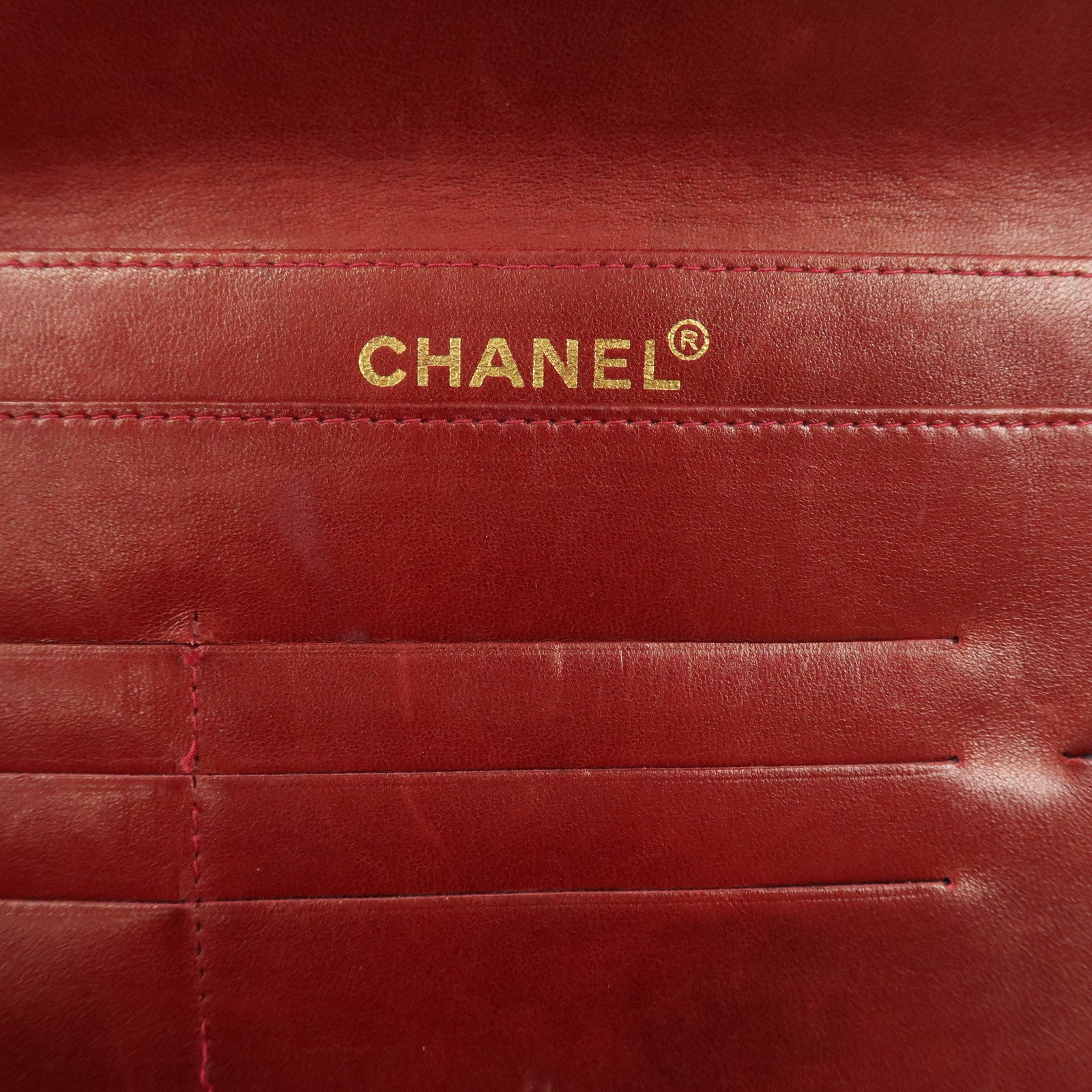 CHANEL Denim Lamb Skin Leather Chain Shoulder Bag Red