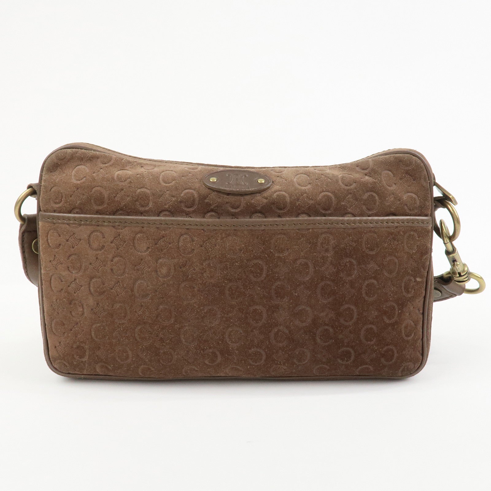 CELINE C Macadam Suede Leather Shoulder Bag Crossbody Bag Brown
