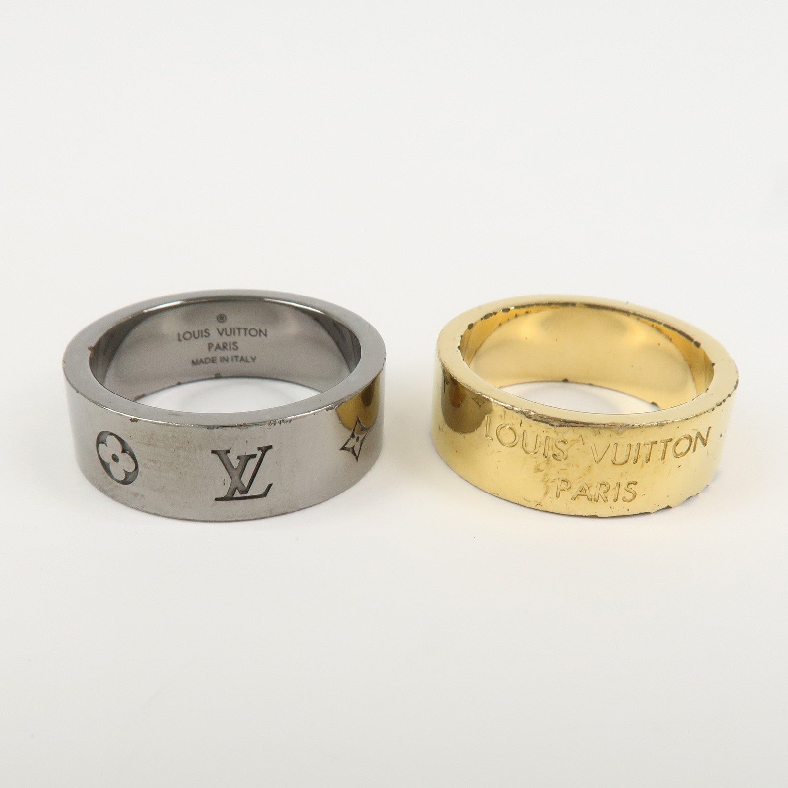 Louis Vuitton Instinct Set of2 Rings Size L Silver Grey Gold M00514