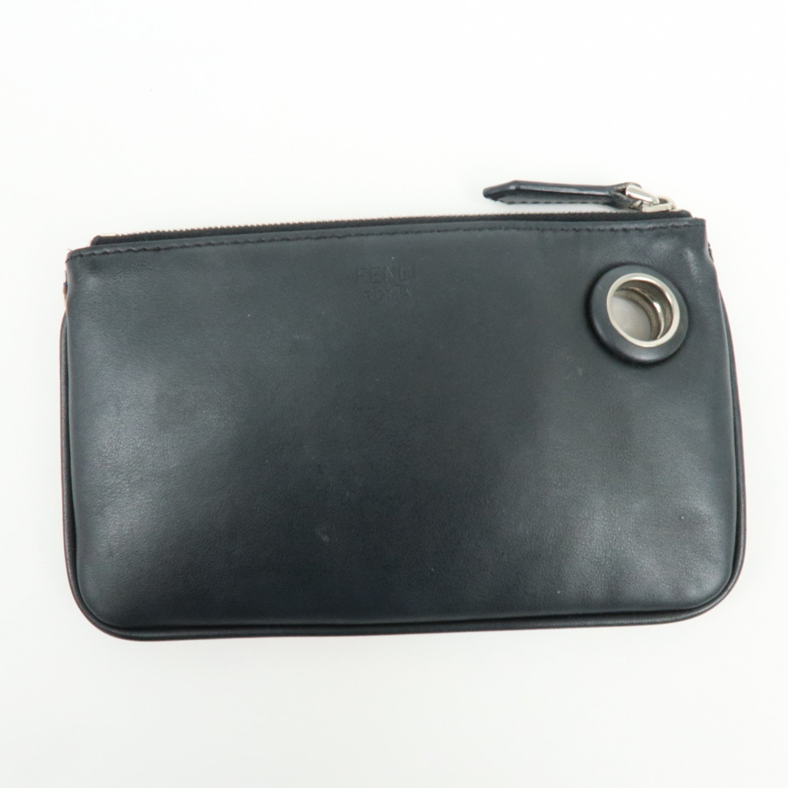 FENDI Zuccca F is FENDI Leather Velvet Triplette Clutch Bag 8BS001