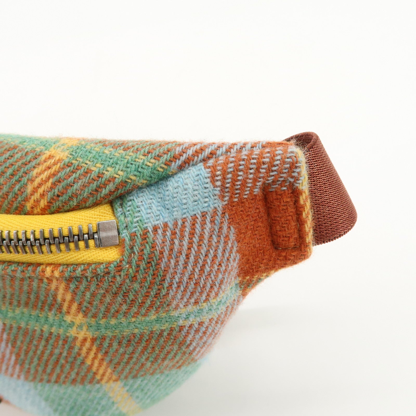 GUCCI Children's Wool Leather Body Bag Waist Bag Brown Green 502095