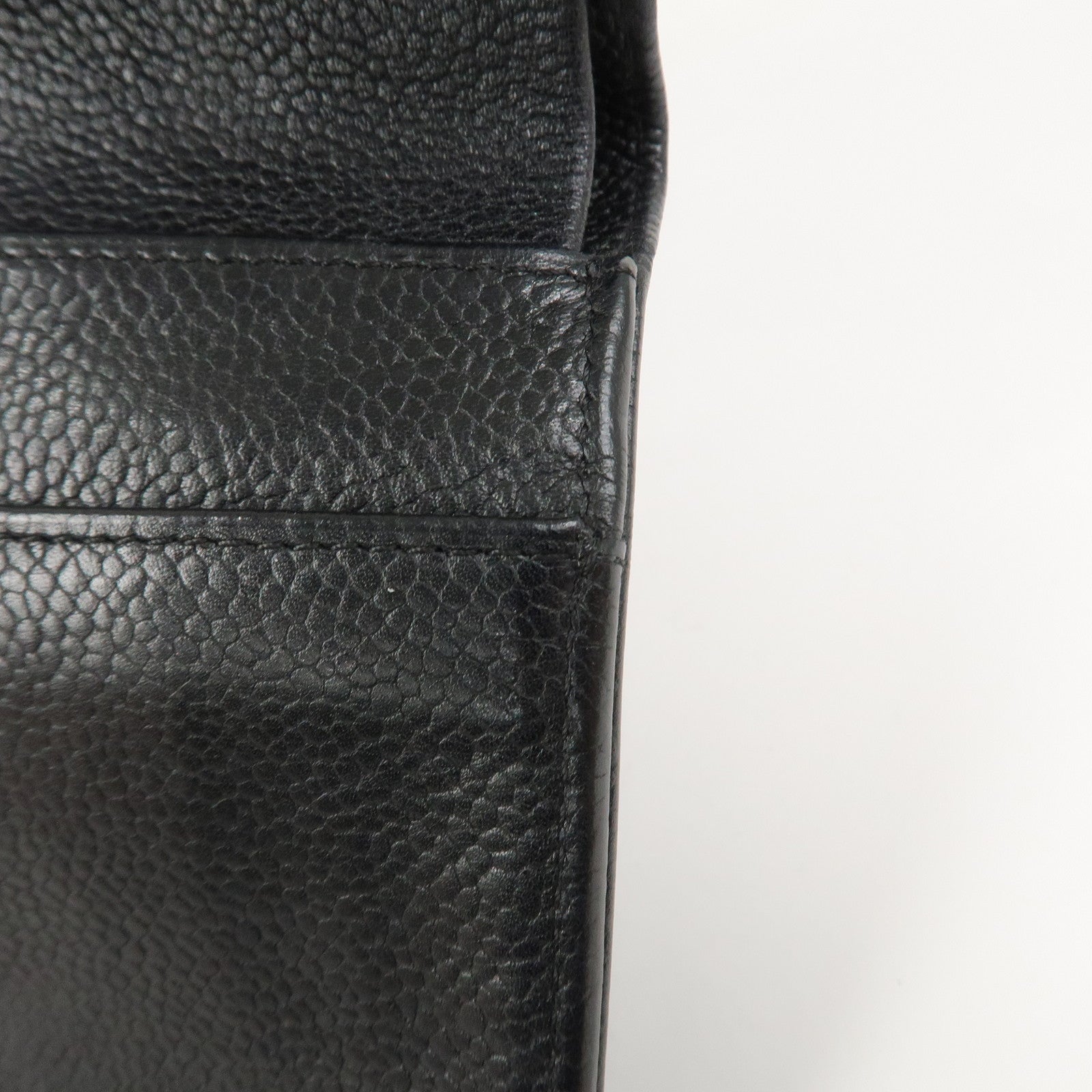 CHANEL COCO Mark Caviarskin Bi-fold Long Wallet Black A48651