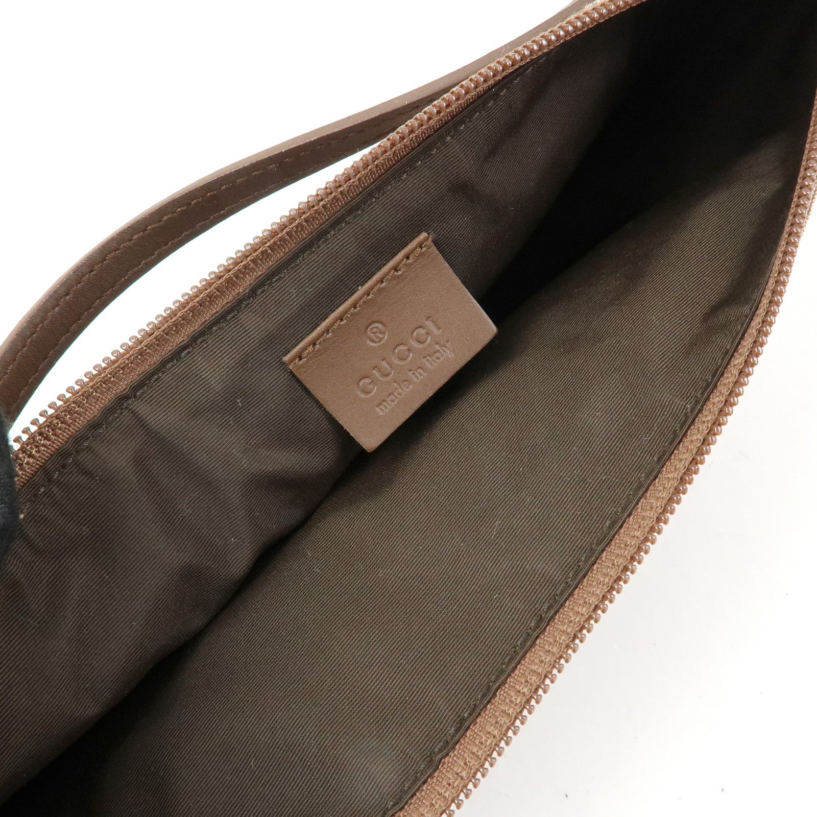 GUCCI Boat Bag GG Canvas Leather Hand Bag Brown 07198