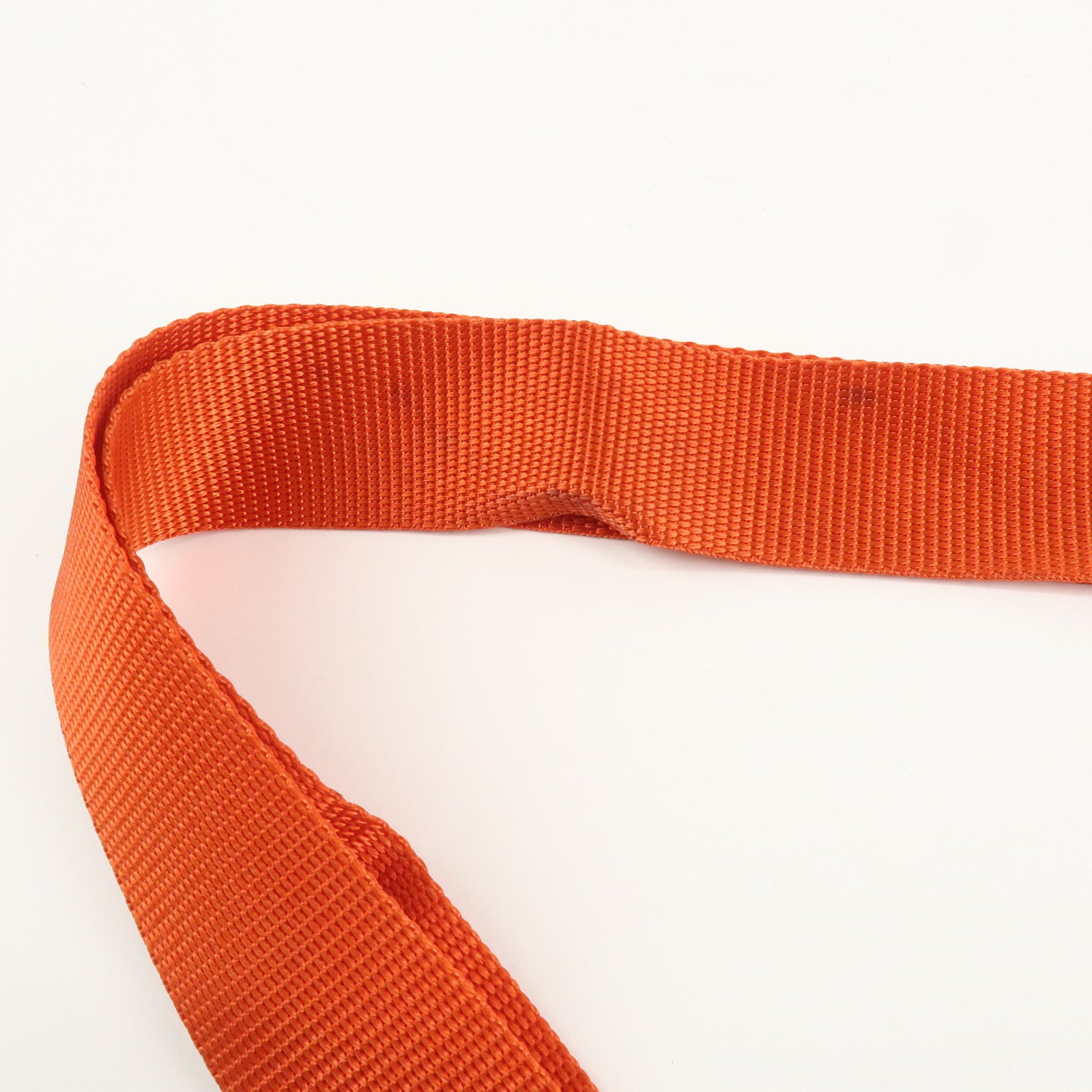 PRADA Triangle Logo Leather Nylon Shoulder Bag Orange Used