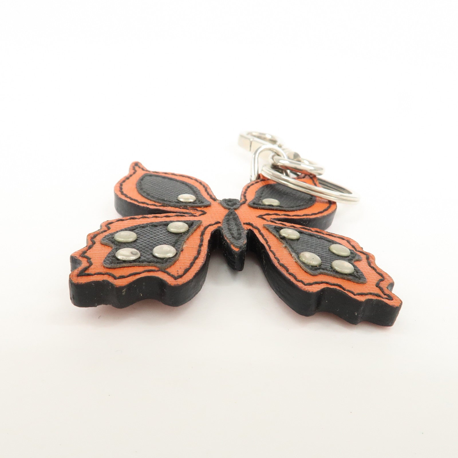 PRADA Butterfly Motif Leather Bag Charm Key Chain 1AR288
