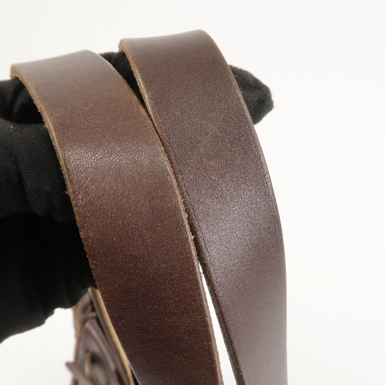 HERMES Cabas PM Airline Toile Officier Leather Shoulder Bag Brown