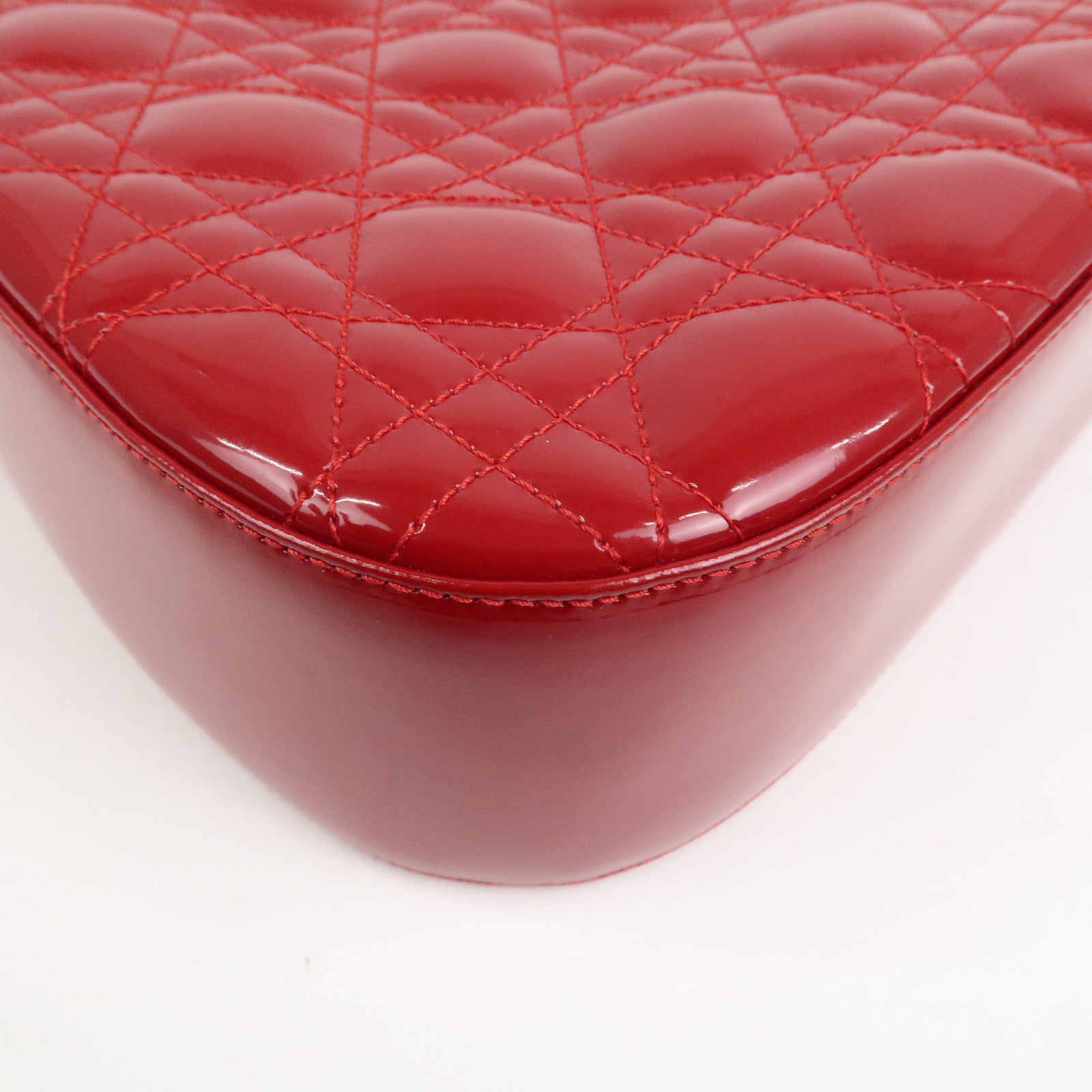 Christian Dior Cannage Patent Leather One Shoulder Bag Red