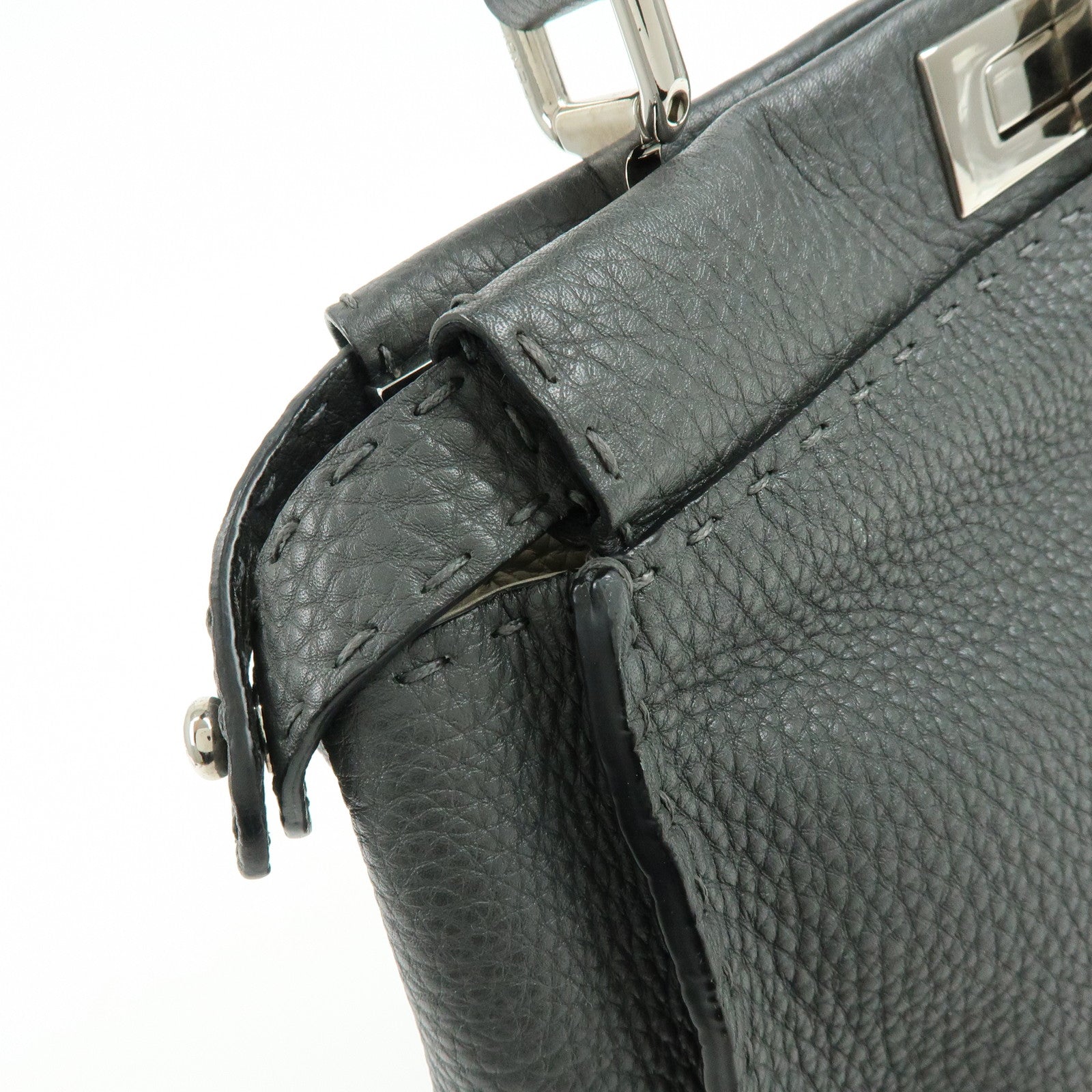 FENDI Selleria Peekaboo Calf Leather 2Way Shoulder Hand Bag 8BN226