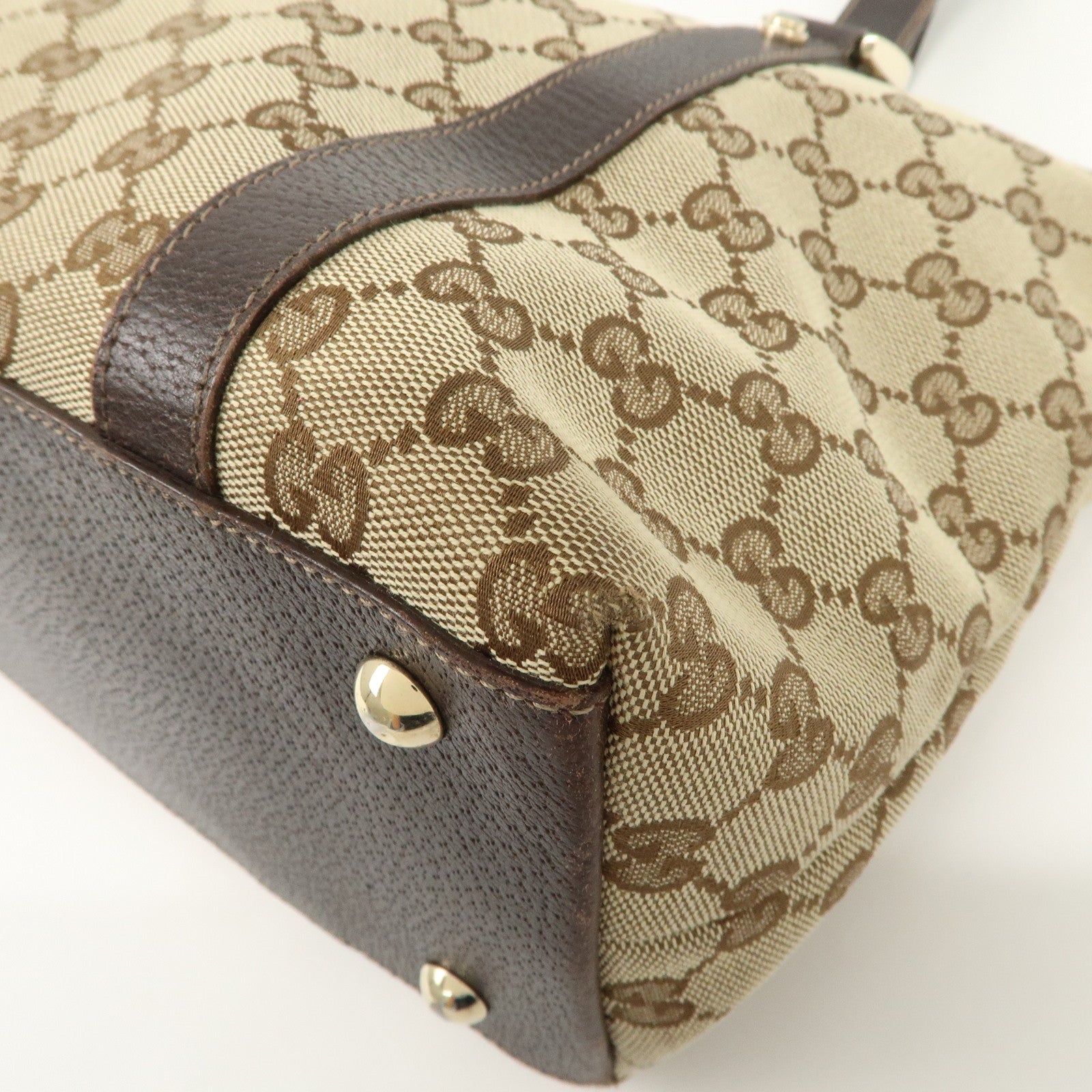 GUCCI Abbey GG Canvas Leather Tote Bag Hand Bag Beige 141470 Used