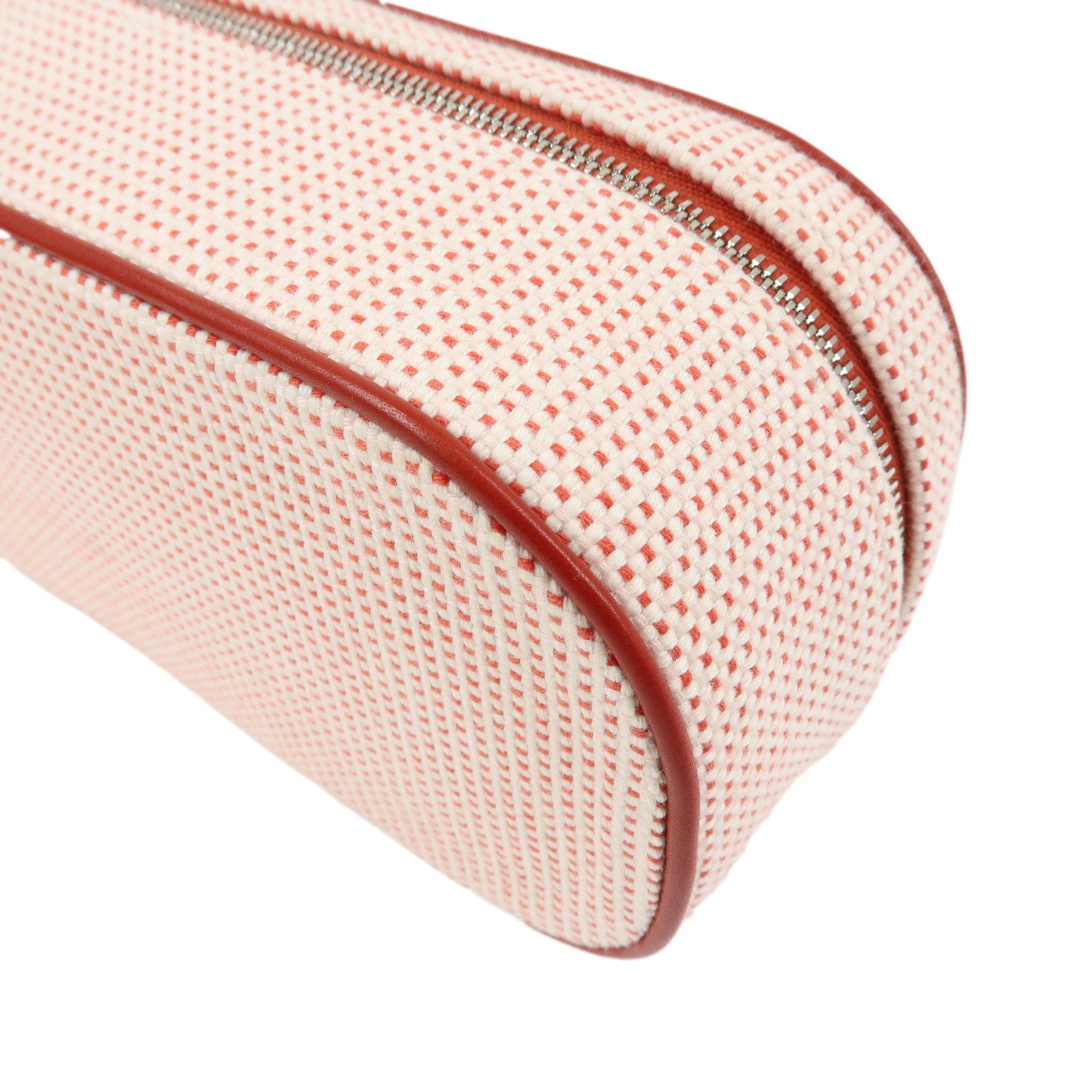 HERMES Escales Toilette H Cotton 100% Leather Pouch Cosmetics Pouch