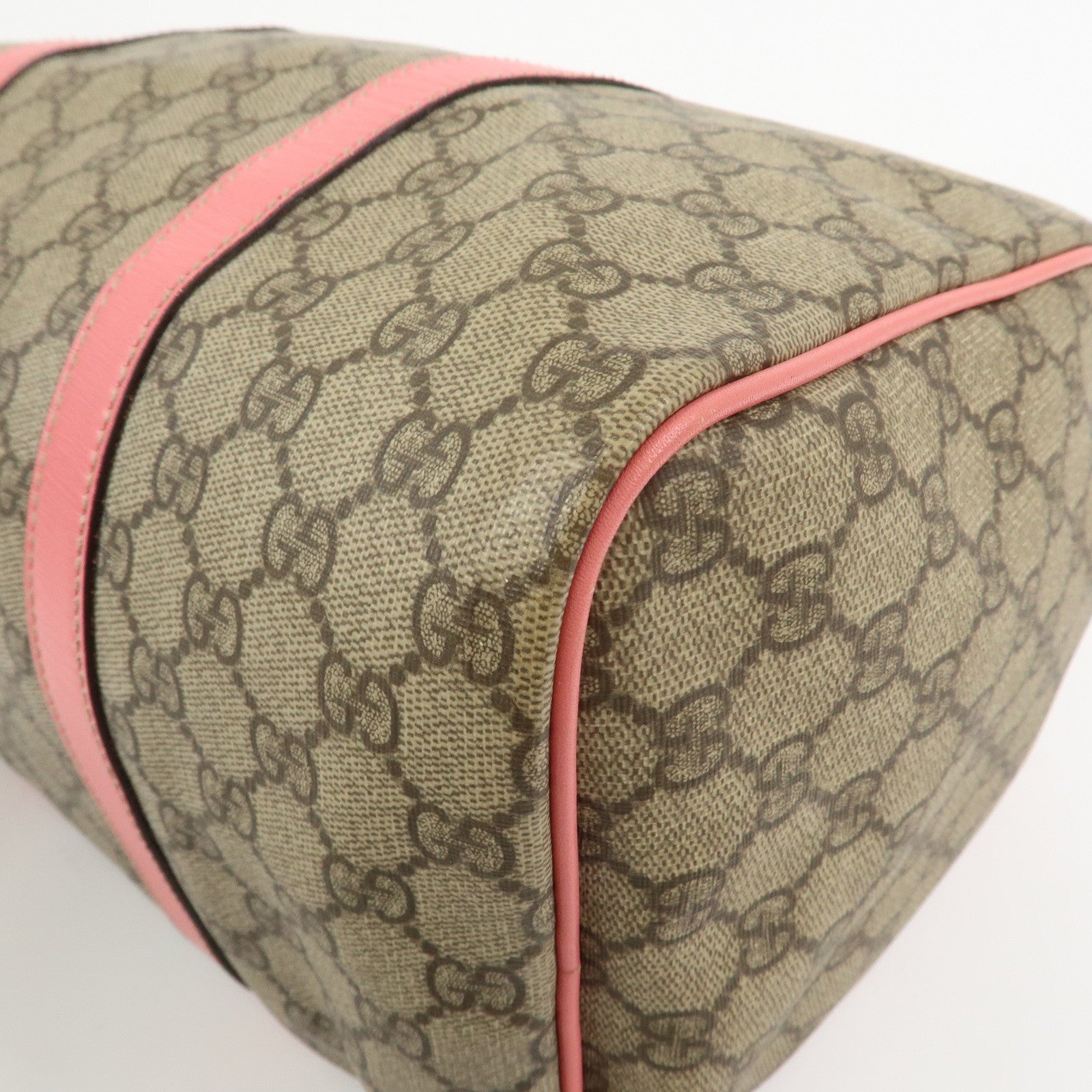 GUCCI GG Supreme Leather Boston Bag Hand Bag Beige Pink 193603