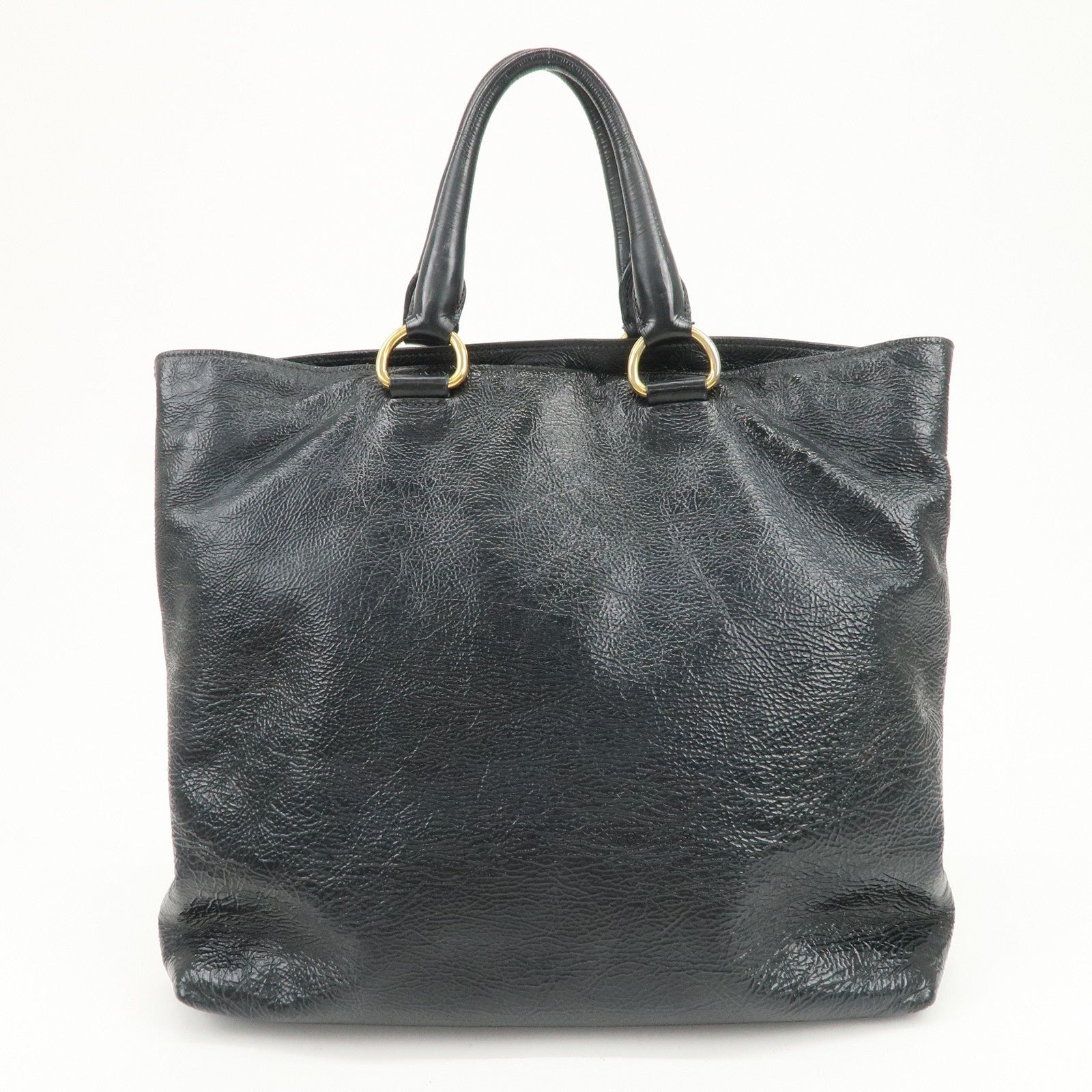 PRADA Logo Leather 2Way Tote Bag Shoulder Bag Black BN1713