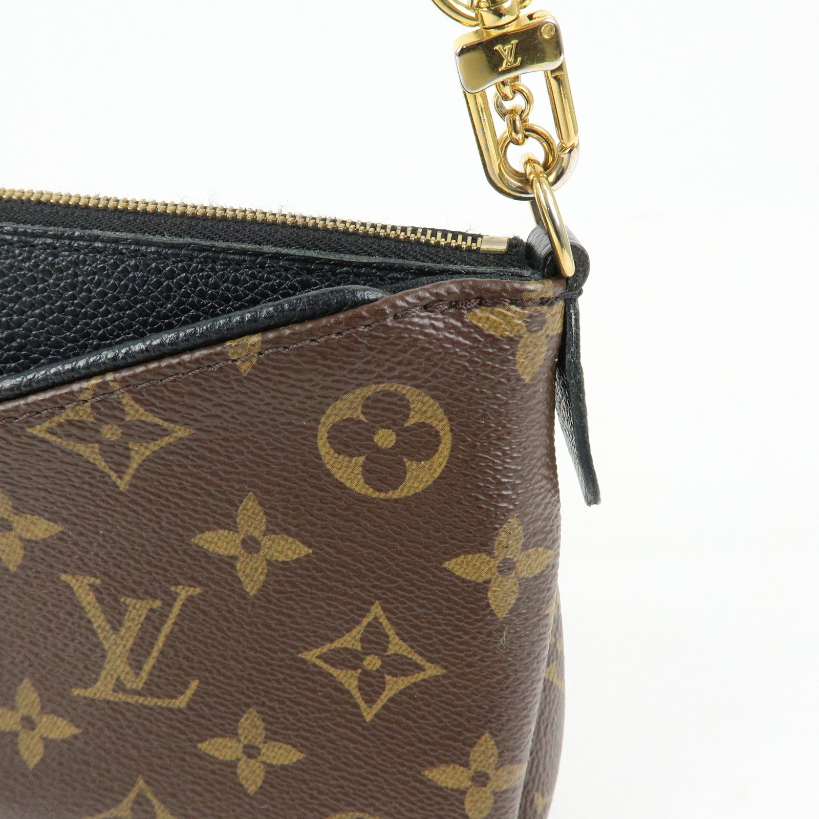 Louis Vuitton Monogram Pallas Clutch 2Way Shoulder Bag Noir M41639