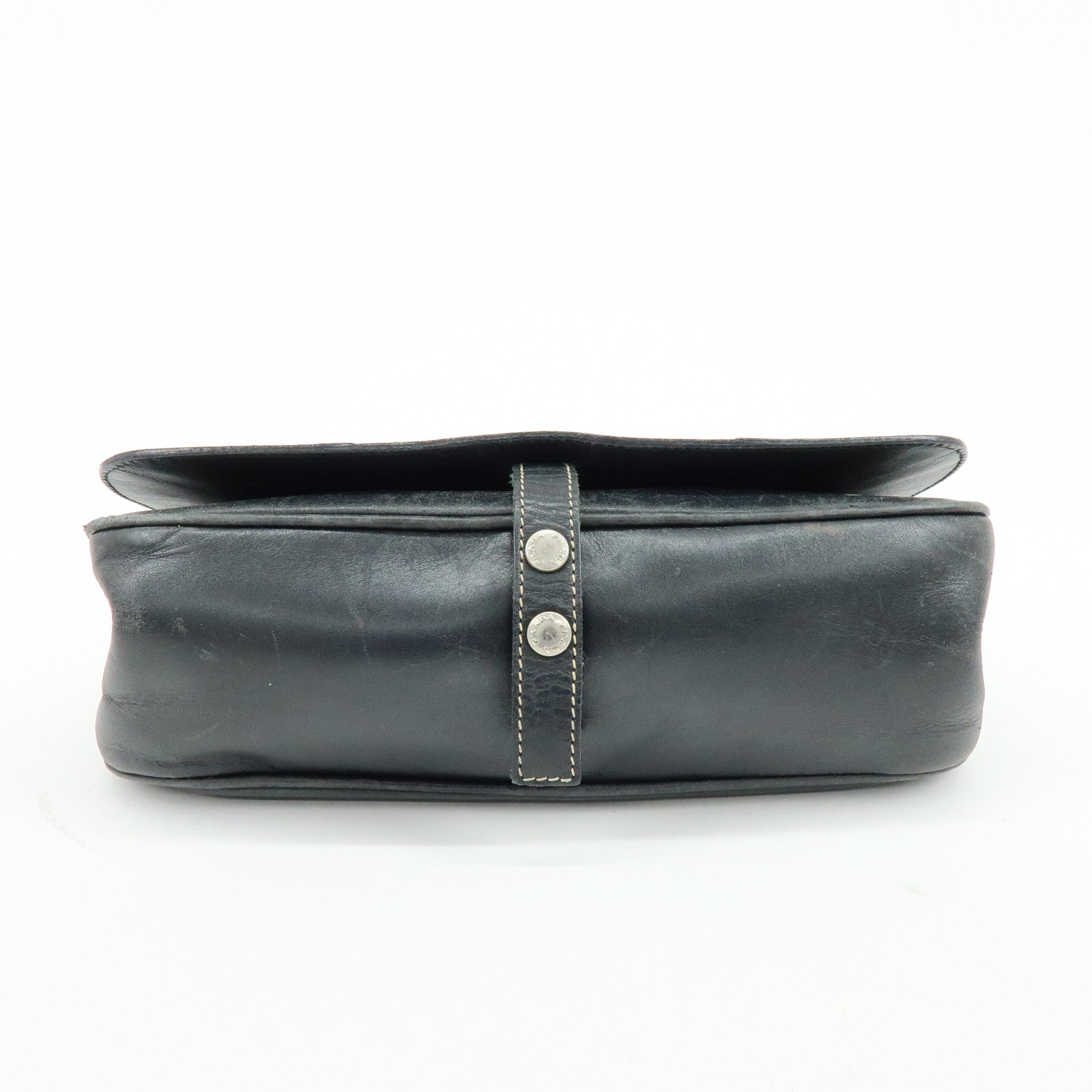 PRADA Leather Shoulder Bag Hand Bag Black