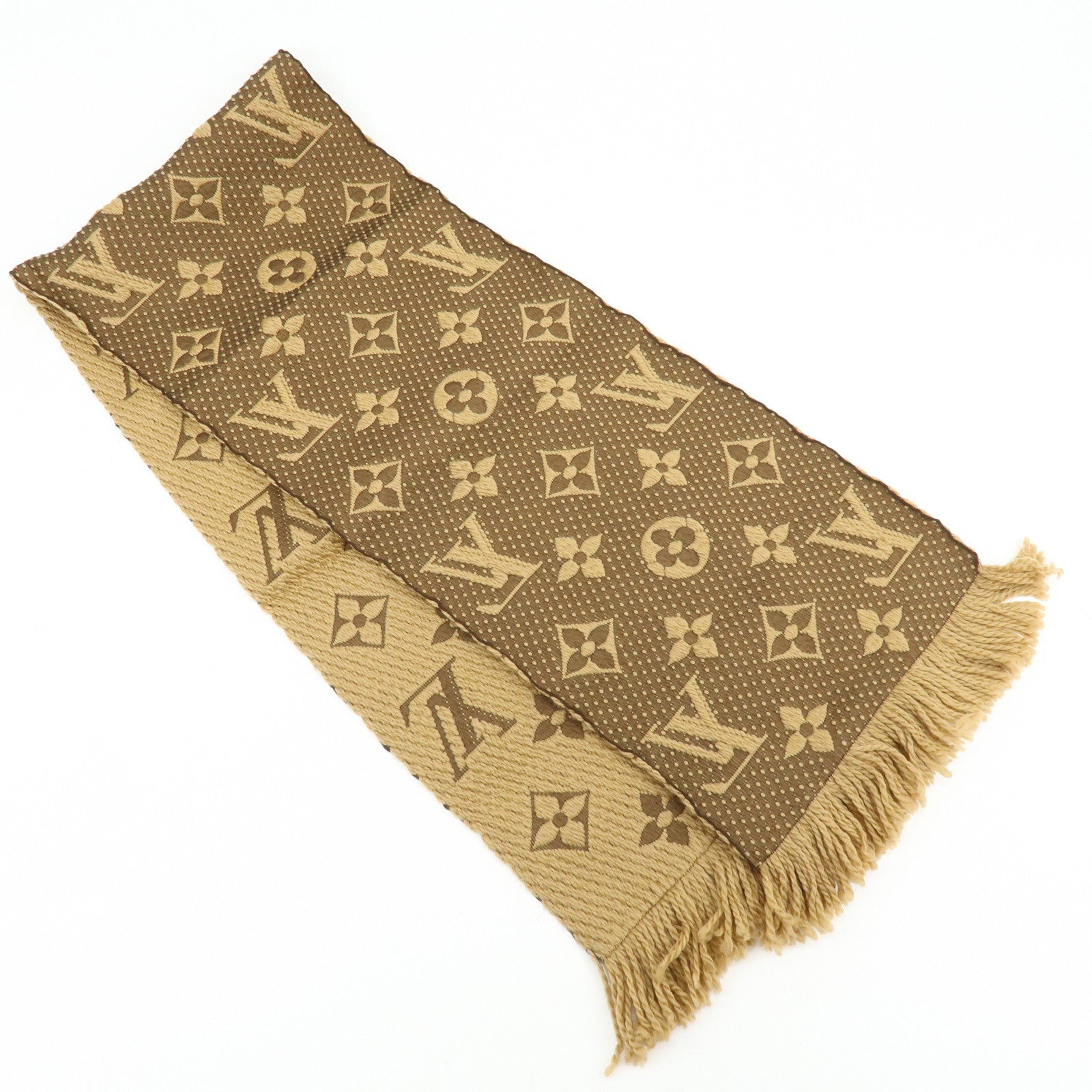 Louis Vuitton Echarpe Logomania Wool Silk Scarf Brown 413287