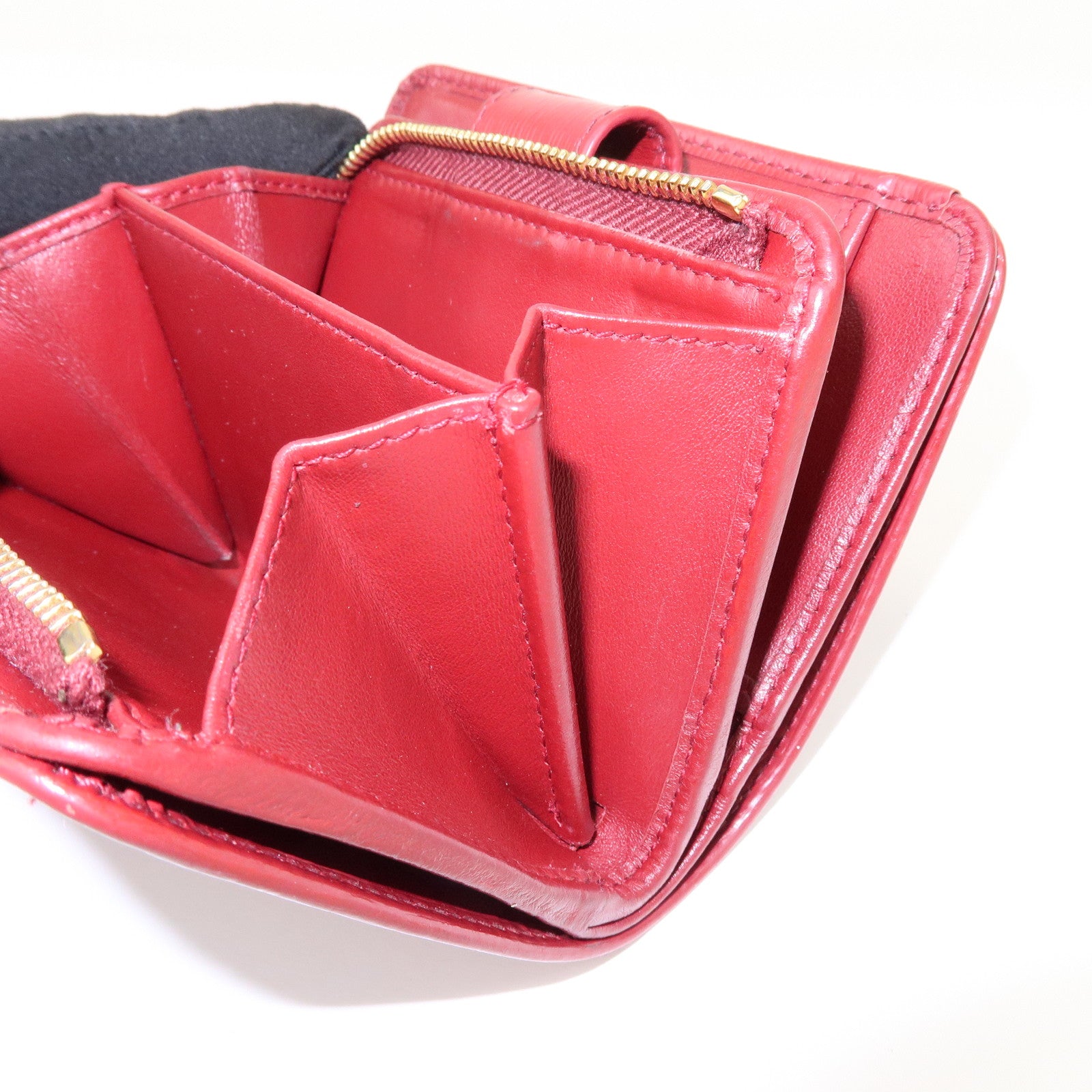 PRADA Vitello Move Leather Compact Bi-fold Wallet Red 1ML018