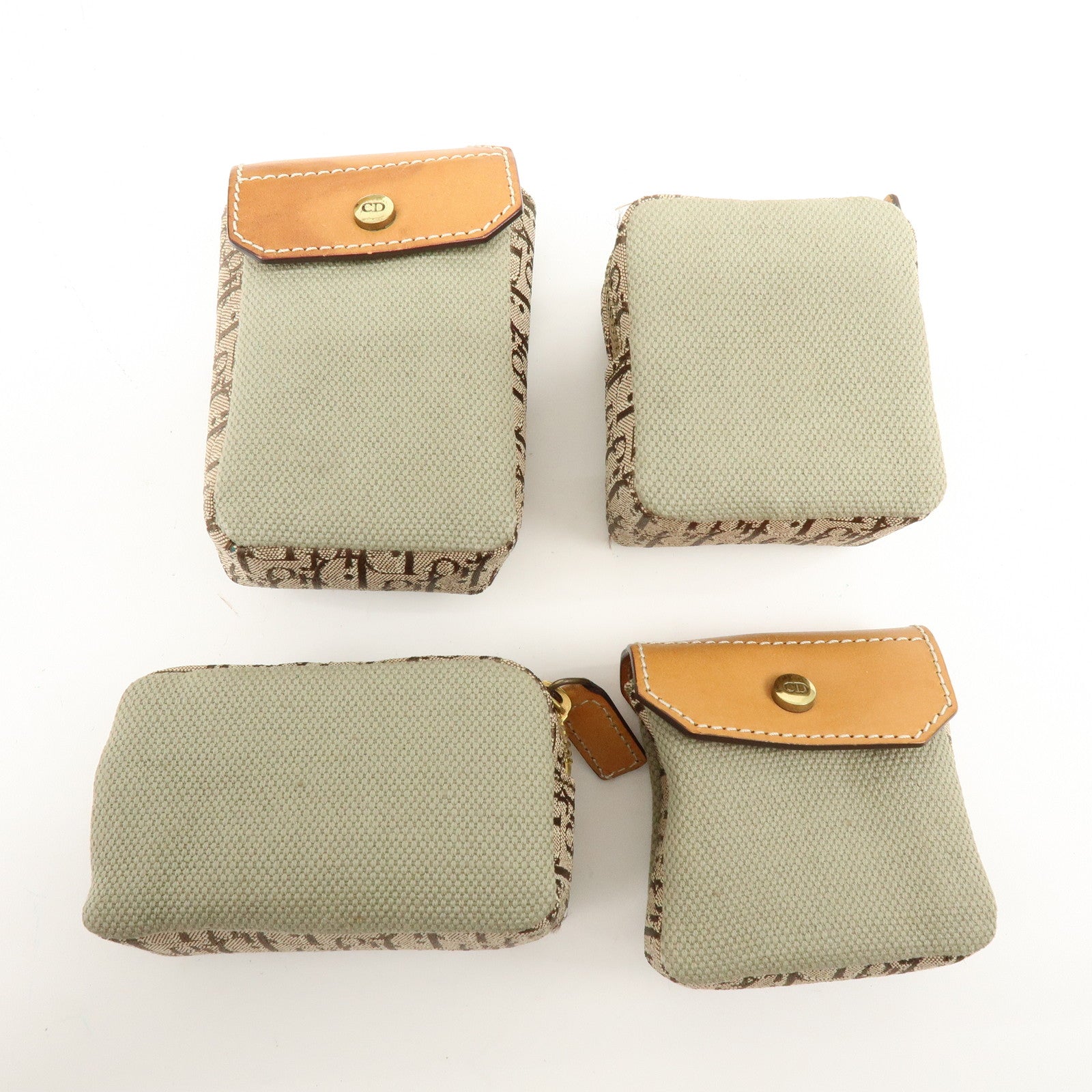 Christian Dior Street Chic Canvas Leather Shoulder Bag Khaki Camel