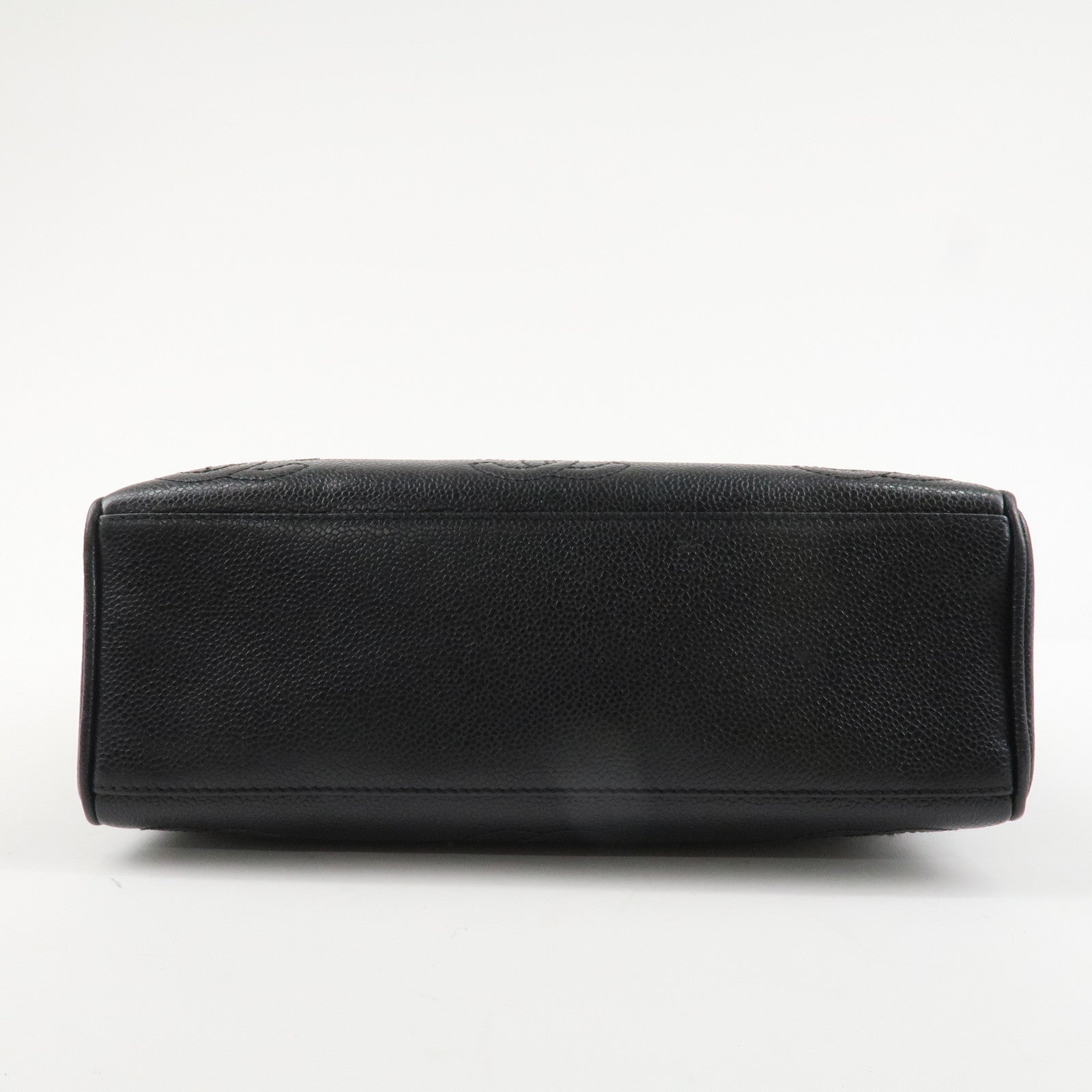 CHANEL Triple COCO Caviar Skin Chain Shoulder Bag Black Gold Hardware Used