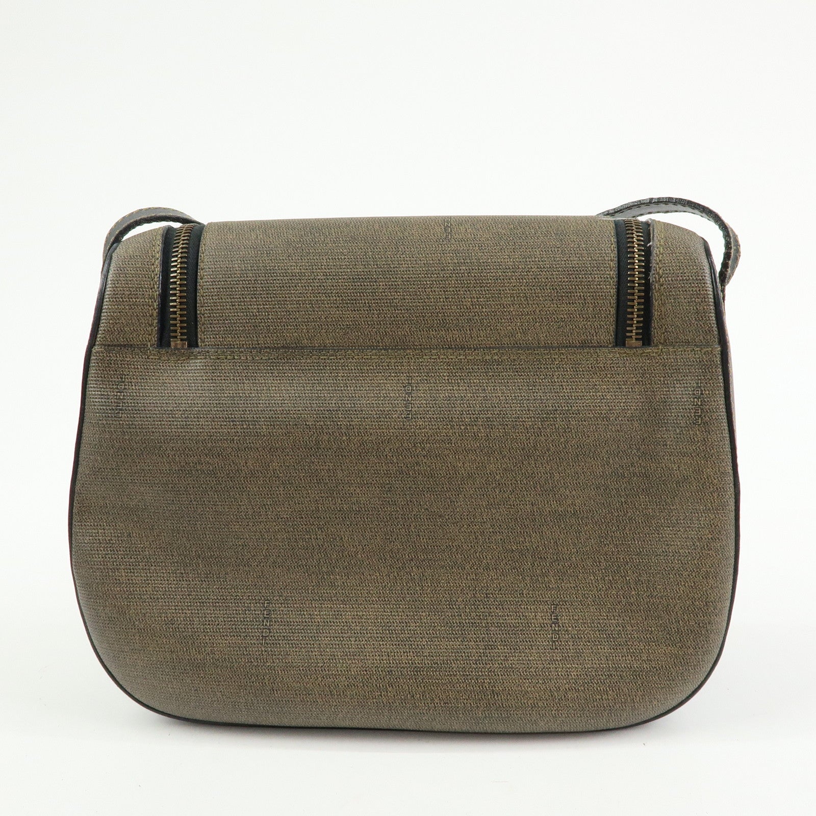 FENDI PVC Canvas Leather Shoulder Bag Crossbody Bag Brown 25933