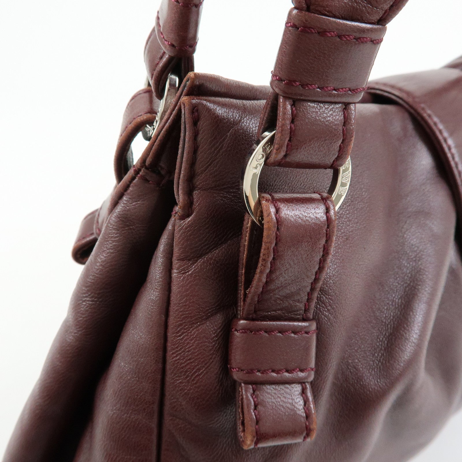 LOEWE Anagram Nappa Leather Hand Bag Shoulder Bag Bordeaux Brown