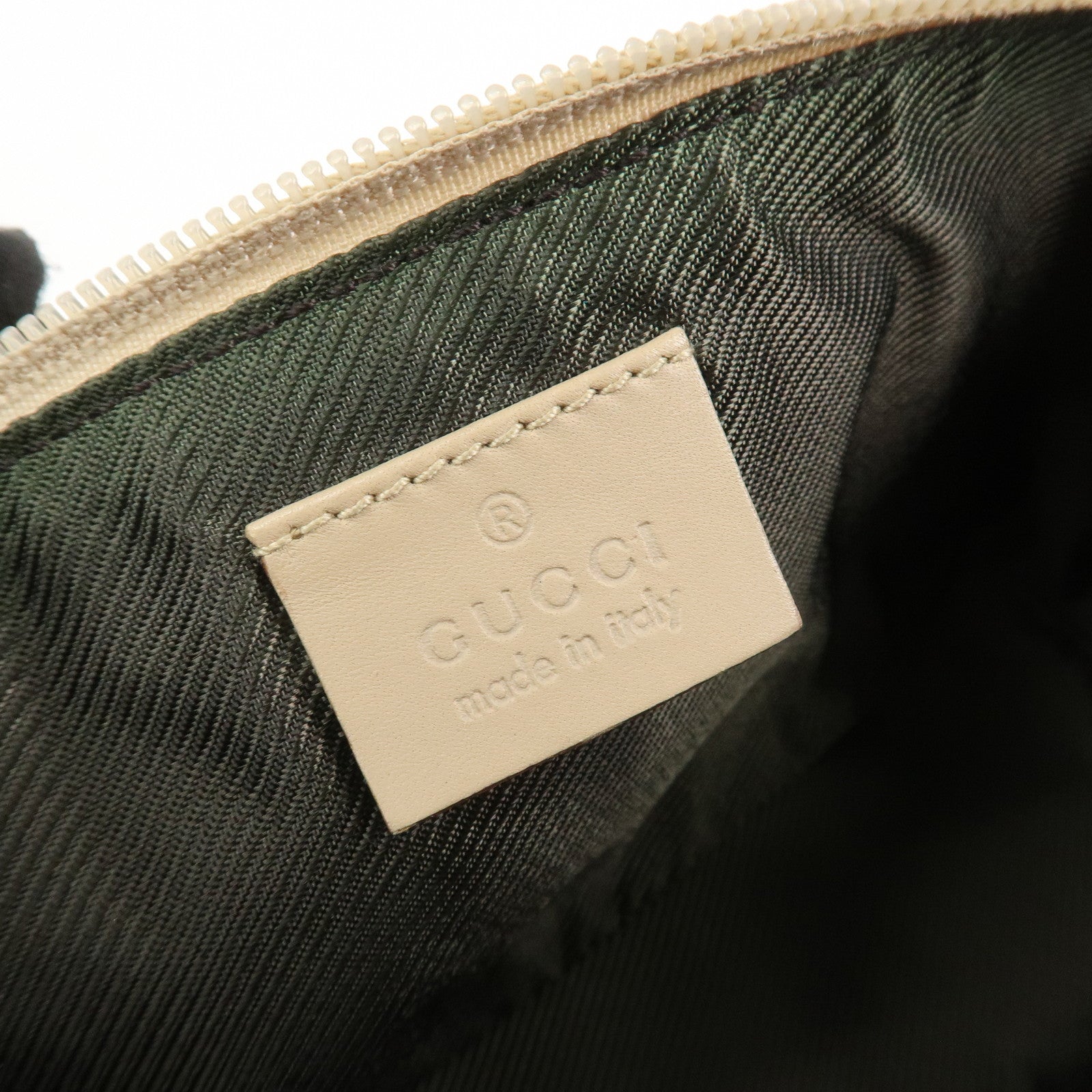 GUCCI Boat Bag GG Canvas Leather Hand Bag Pouch Beige 07198