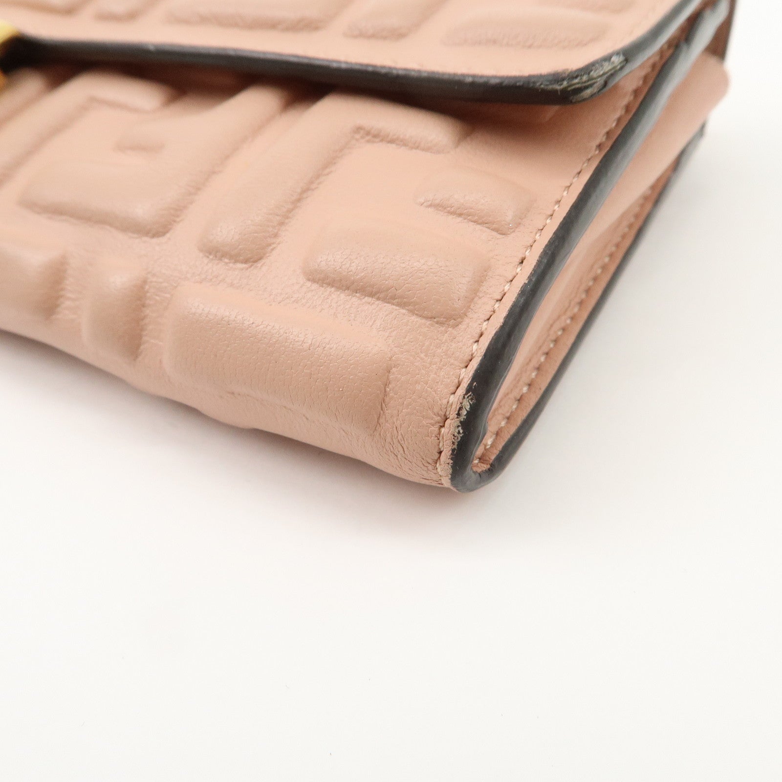 FENDI Zucca Baguette Continental Long Wallet Pink 8M0251 Used