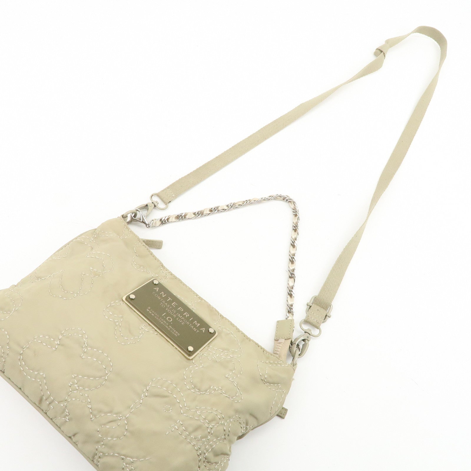 ANTEPRIMA Logo Nylon 2Way Bag Hand Bag Shoulder Bag Khaki