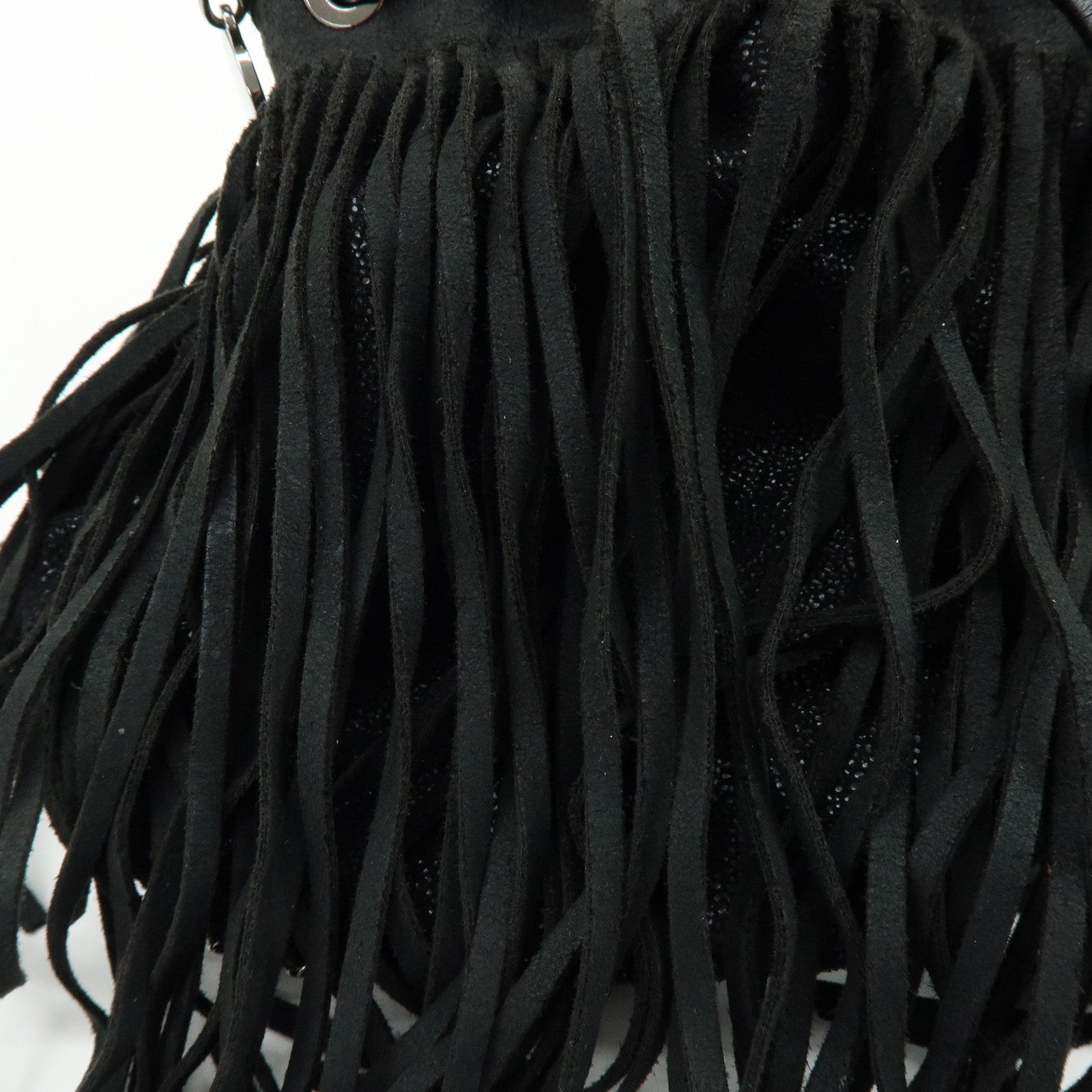 STELLA MCCARTNEY Falabella Fringe Bucket Shoulder Bag Black