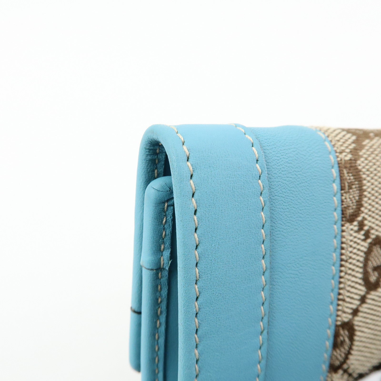 GUCCI GG Canvas Leather 6 Ring Key Case Light Blue Beige 120930