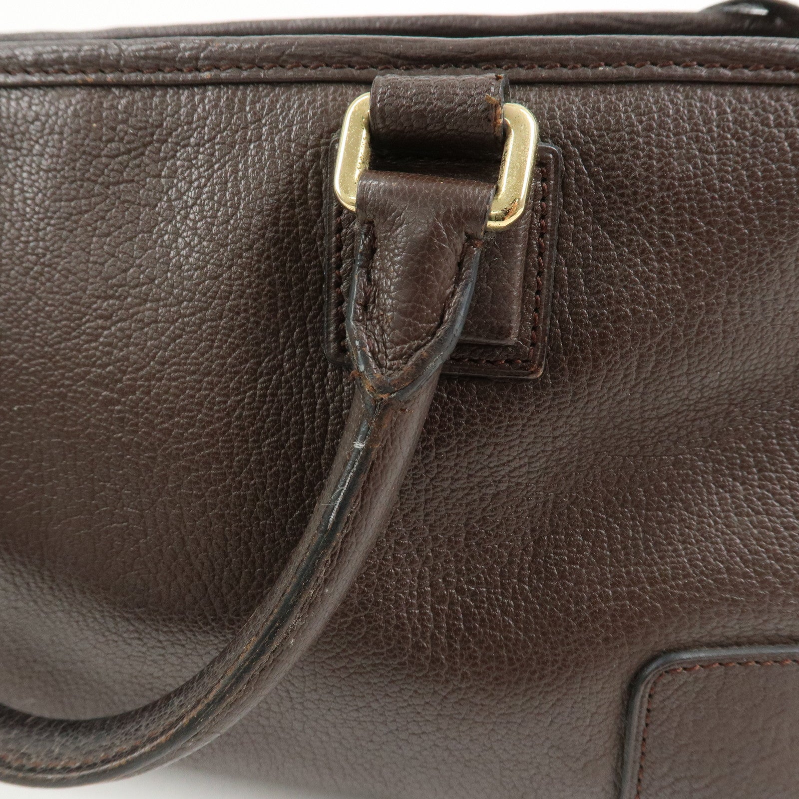 LOEWE Anagram Amazona 28 Leather Hand Bag Boston Bag Brown