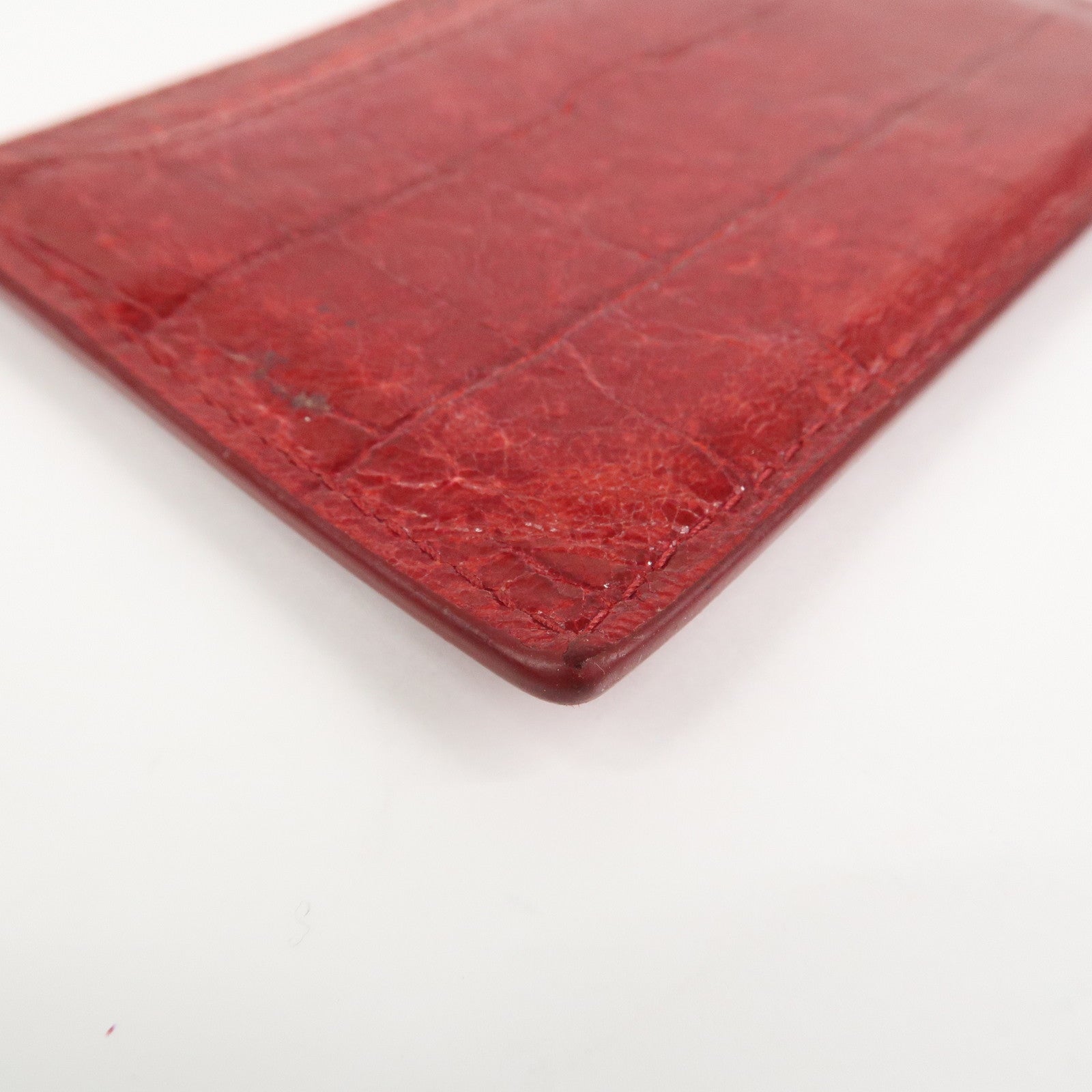 MIU MIU Logo Leather Card Case Card Holder Red