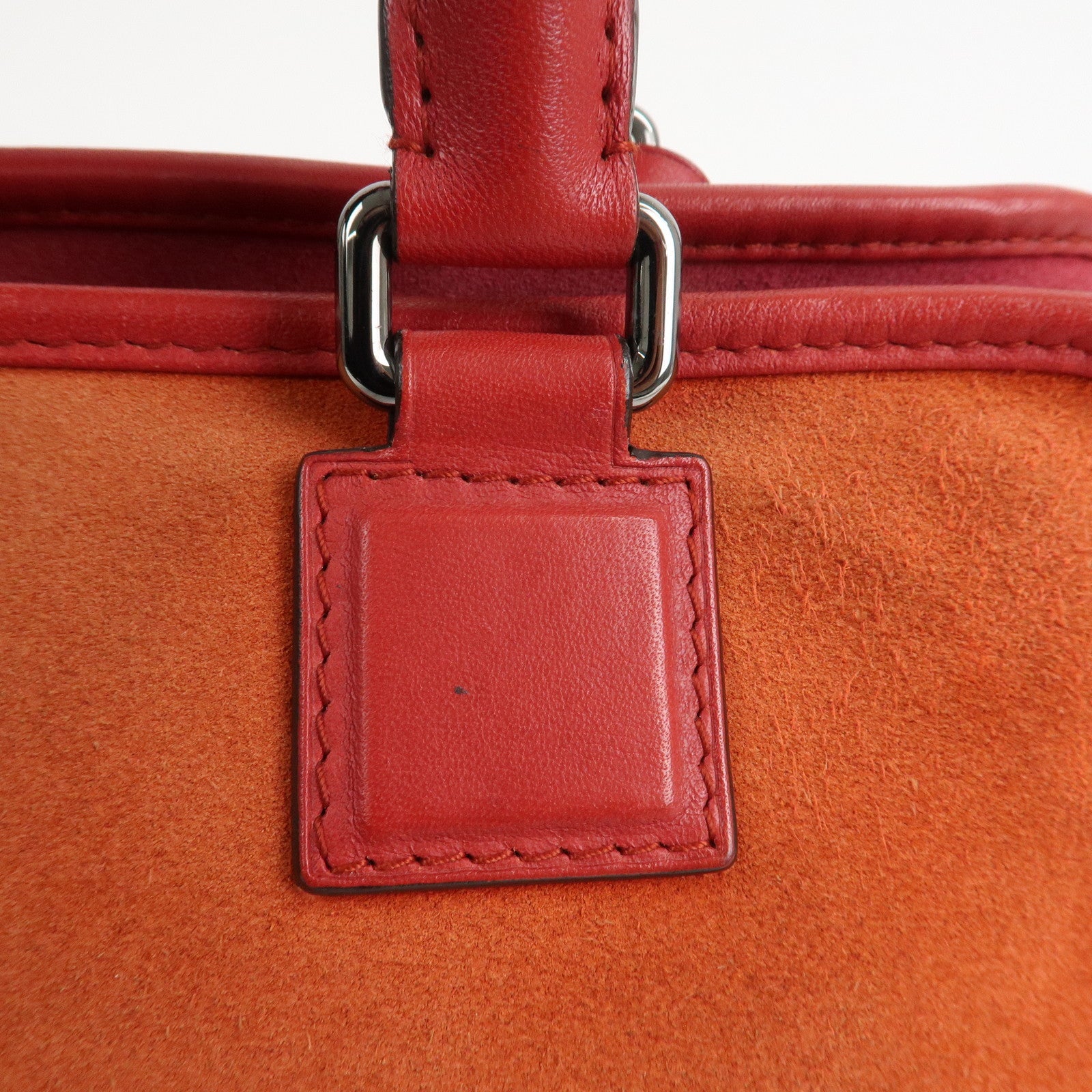 LOEWE Anagram Leather Suede Amazona 28 Hand Bag Orange Red
