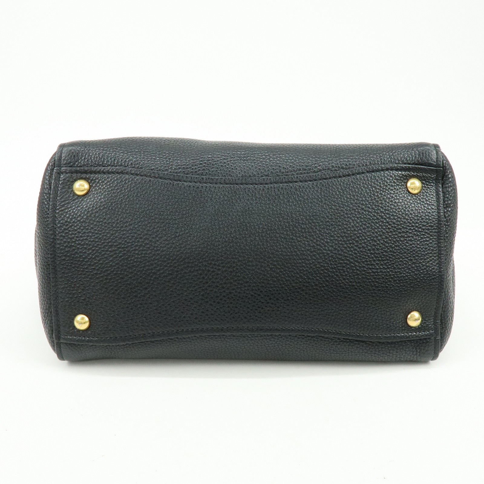 MIU MIU Logo Leather 2Way Bag Hand Bag Shoulder Bag Studs Black