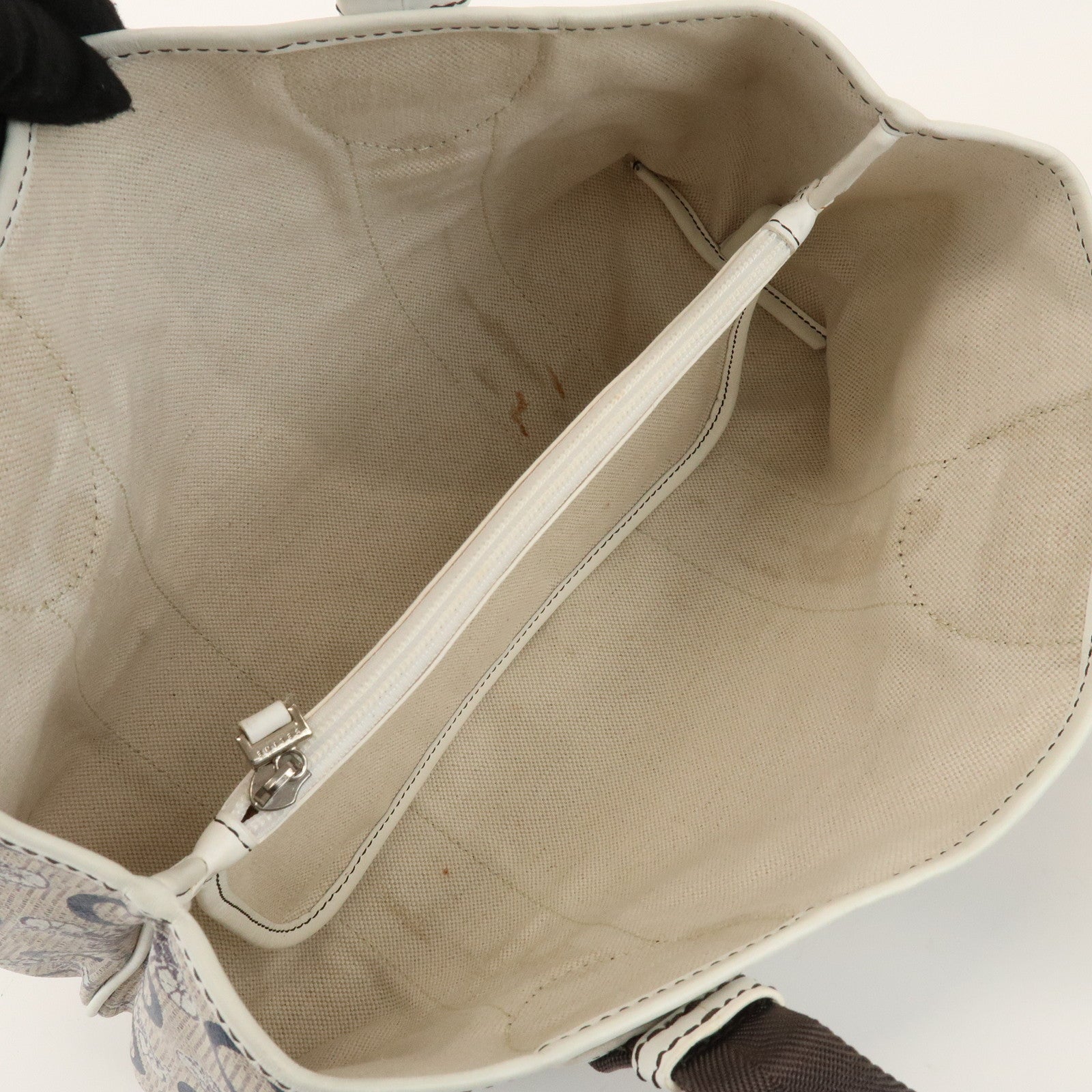 CELINE C Macadam PVC Nylon Leather Tote Bag Hand Bag Brown Beige