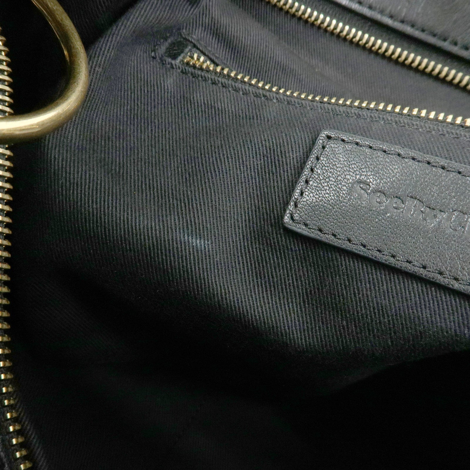 Chloe See by Cloe Leather 2Way Bag Shoulder Bag Hand Bag Black