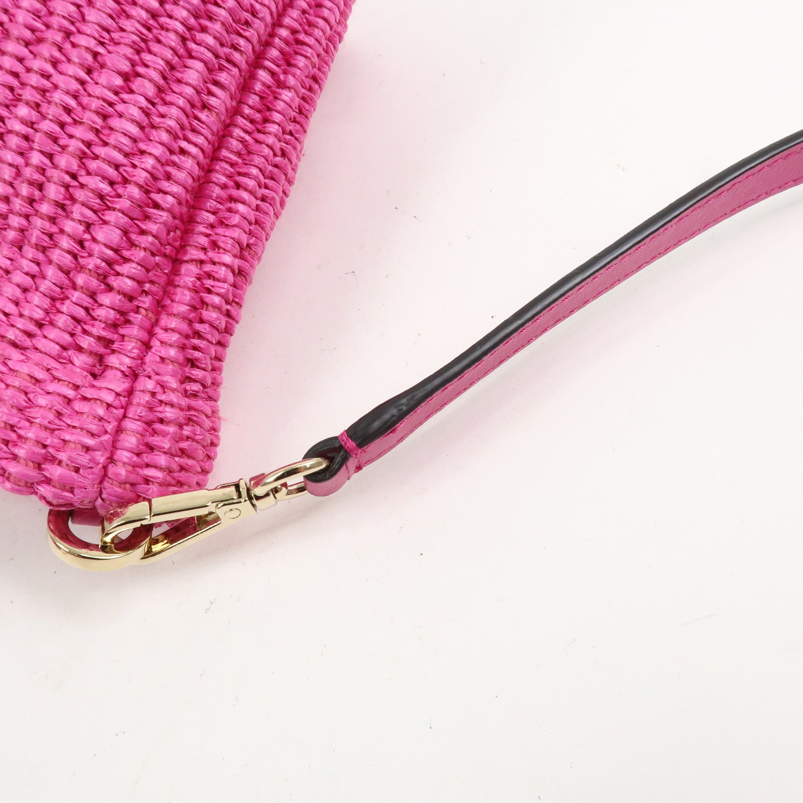 JIMMY CHOO Leather Raffia Beach West East 2 Way Bag Mini Tote Bag