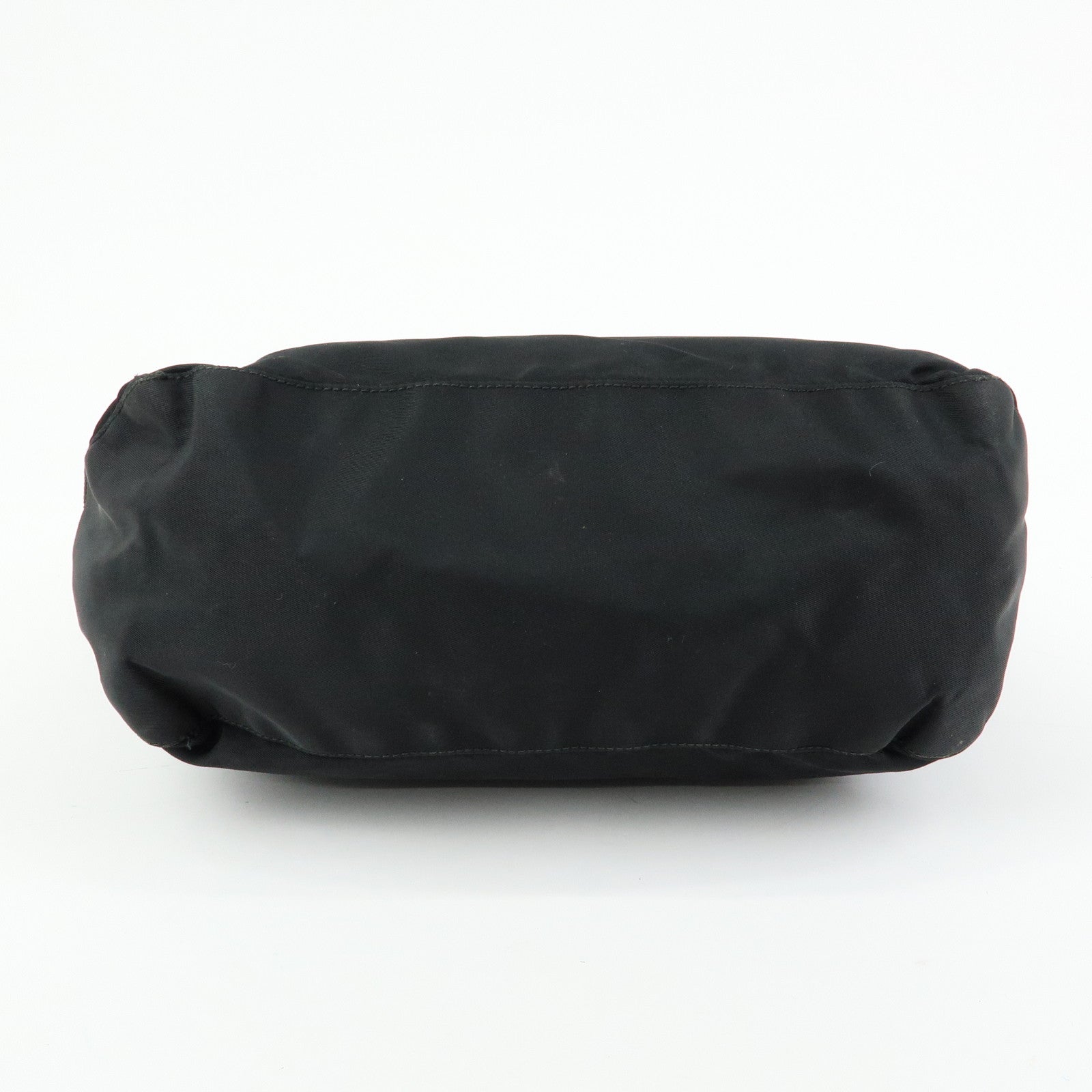 PRADA Triangle Logo Nylon Leather Tote Bag Shoulder Bag Black