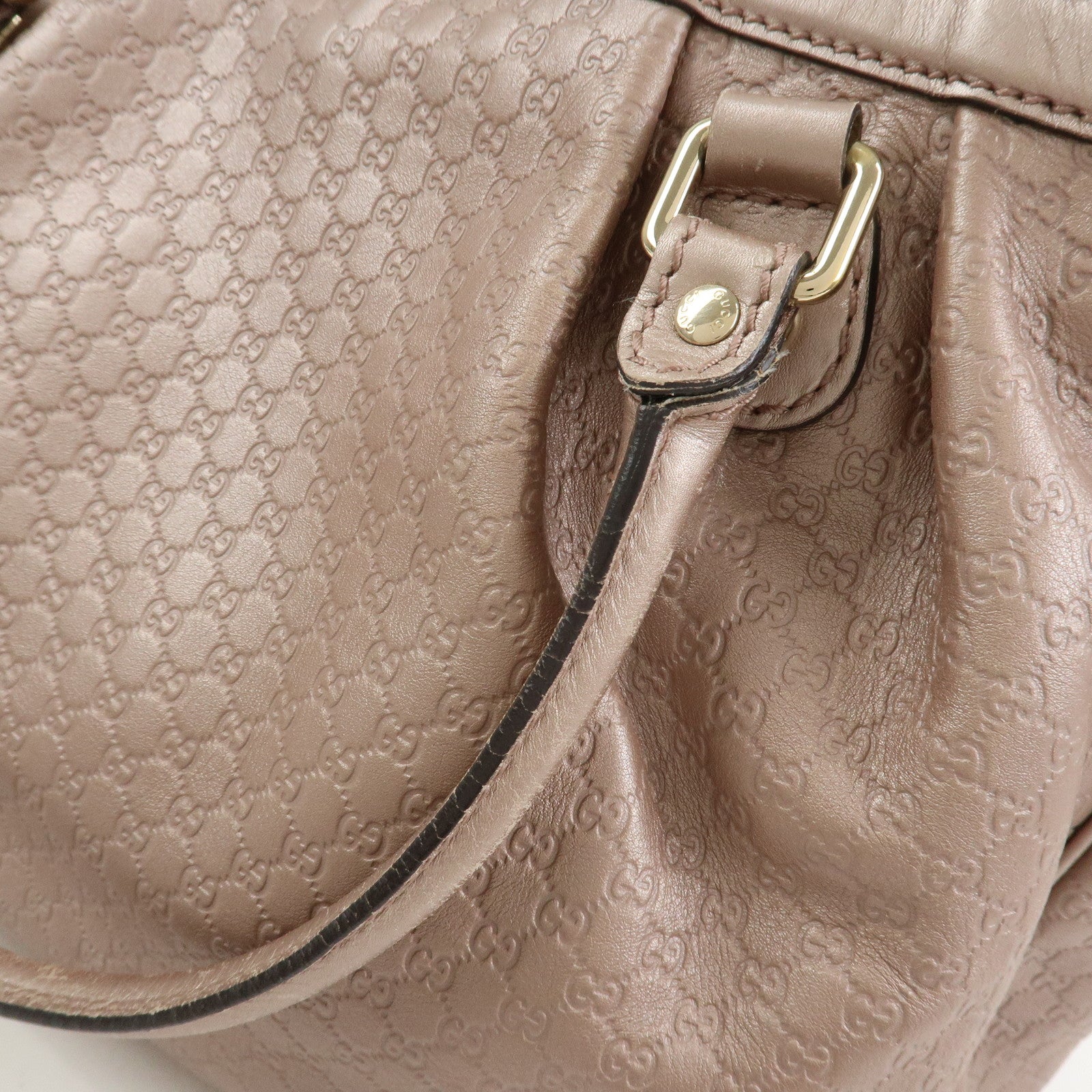 GUCCI Micro Guccissima Leather Shoulder Bag Metallic Pink 296835