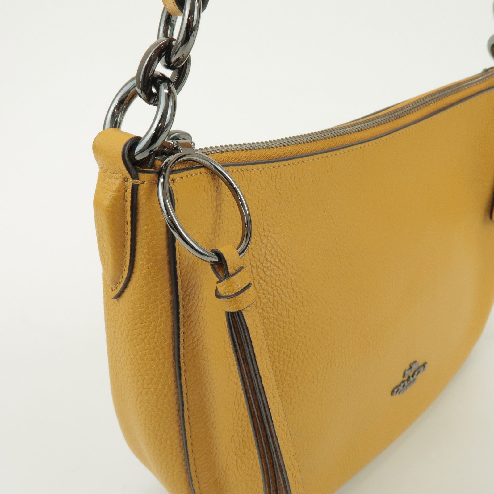 COACH Logo Leather 2Way Bag Shoulder Bag Hand Bag Yellow