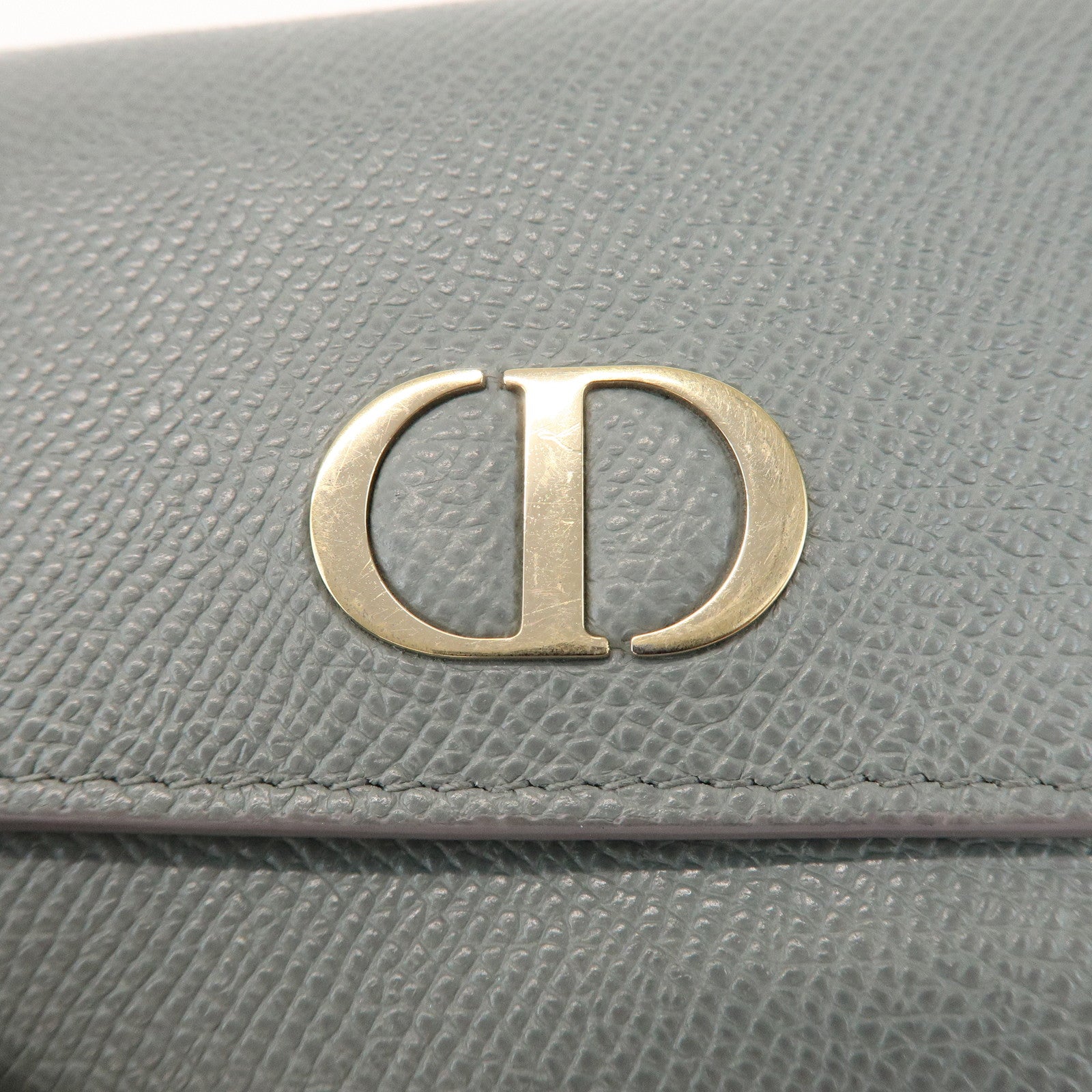 Christian Dior Montaigne Leather Compact Lotus Wallet Gray
